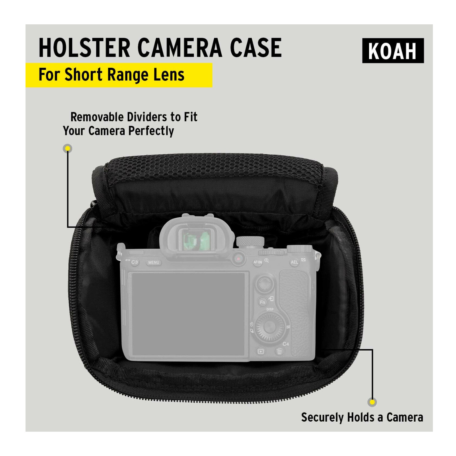 Koah Holster Camera Case and Accessory Bundle for DSLR, Mirrorless, & Camcorders