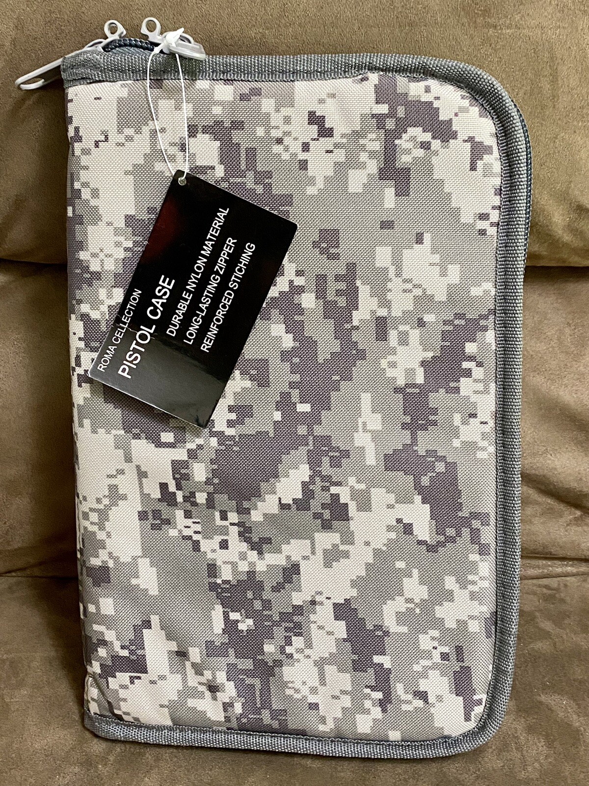Roma L Soft Pistol Case Handgun Storage Zipper Pouch Gray Digital Camo 12"x 8"