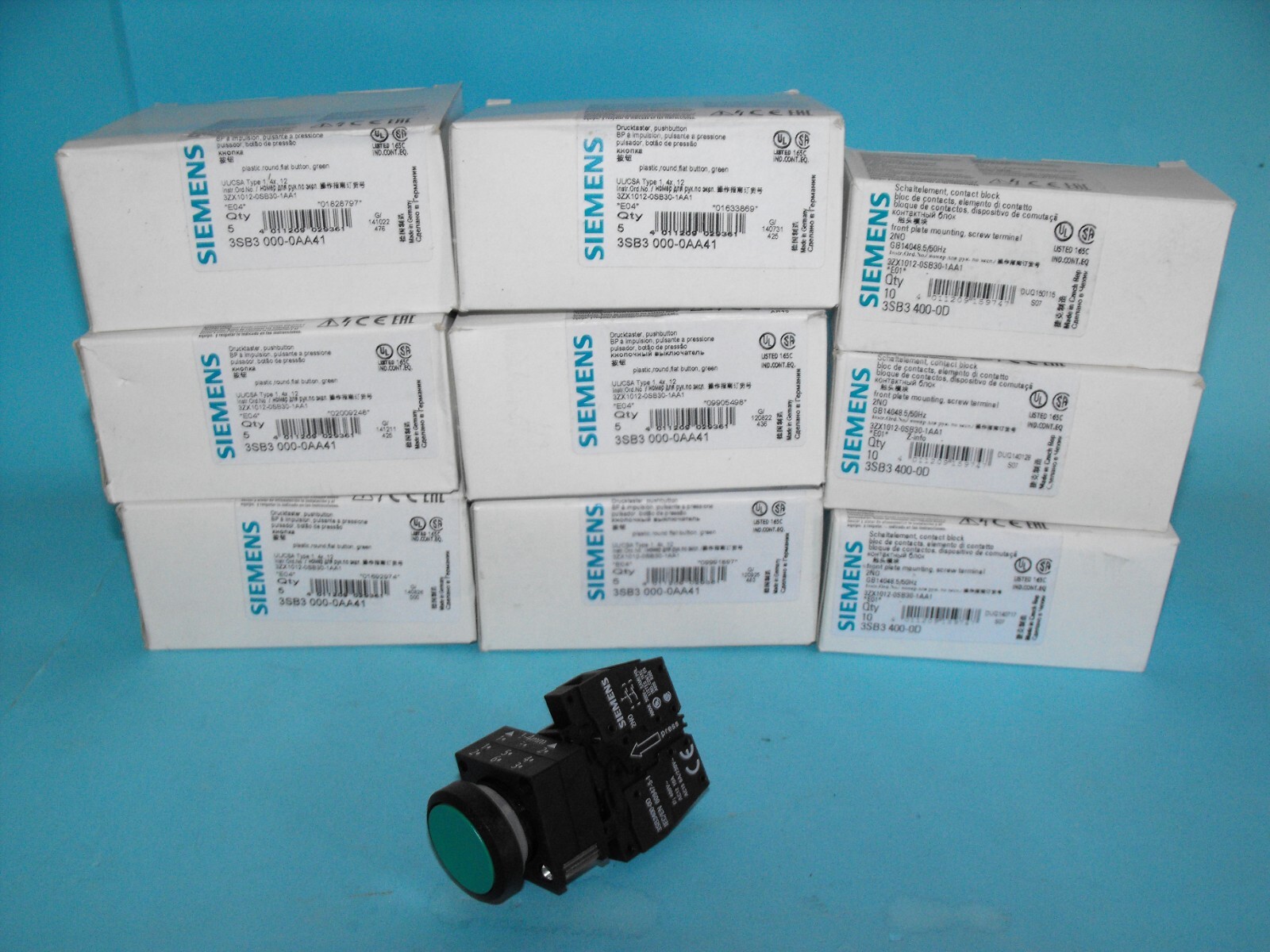 Siemens 3SB3000-0AA41+3SB3400-0D.Push Button.(LOT10PCS).NEW