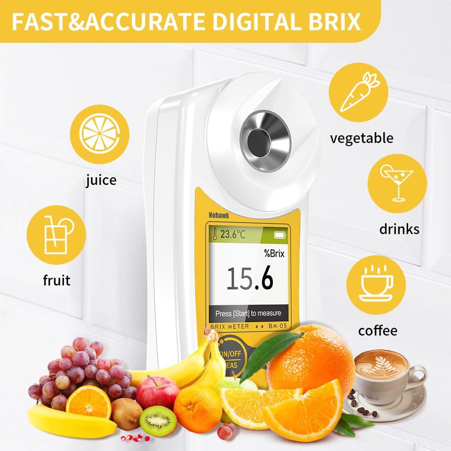 Digital Brix Refractometer Flagfront brix Meter Refractometer USB C Charging ...