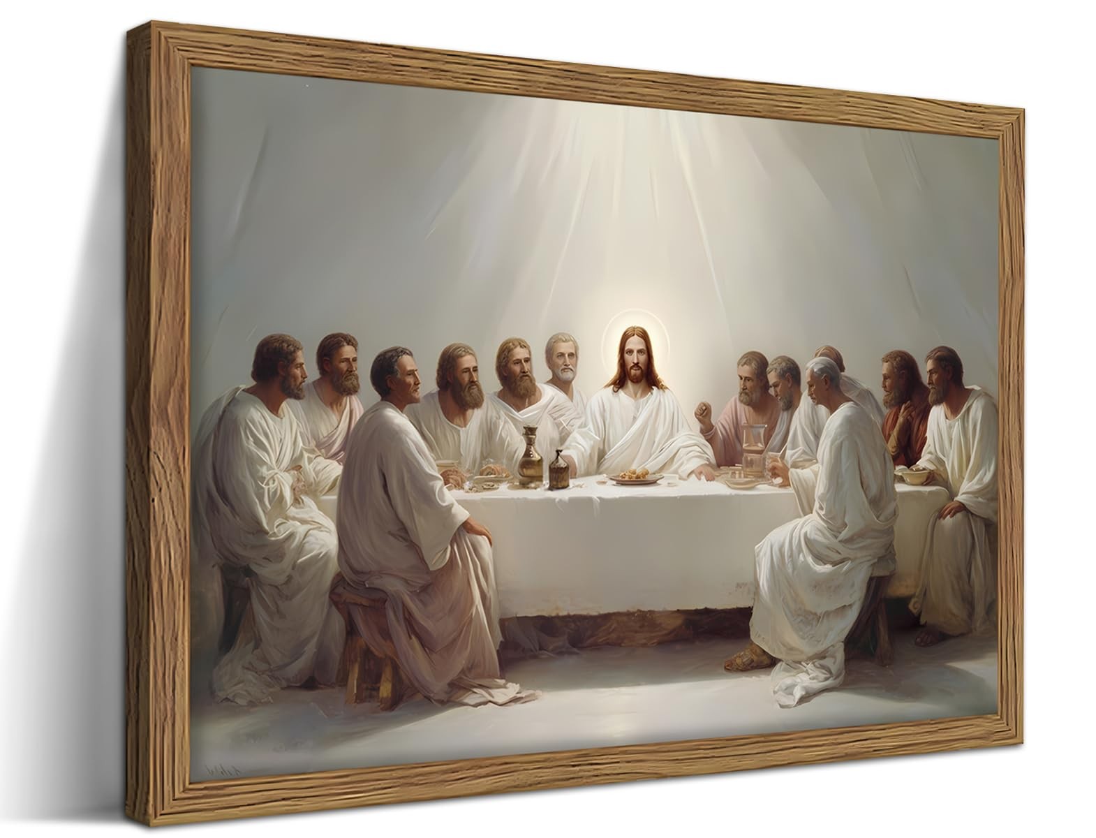 Framed The Last Supper Christian Wall Art, Jesus 16"L x 12"W,