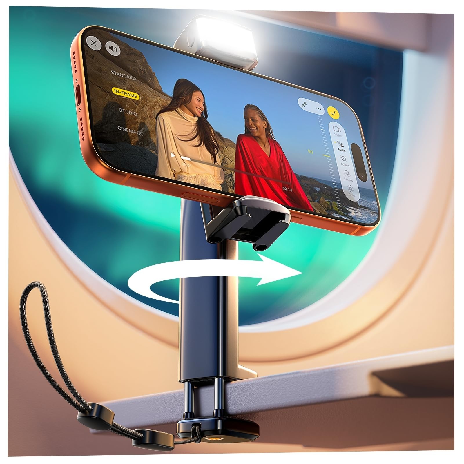 LISEN Airplane Travel Essentials (LED) Phone Stand Holder for Desk Cruise Shi...