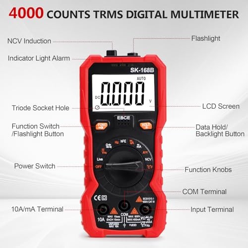 TRMS 4000 Counts Volt Meter Digital Multimeter Tester - Auto-Ranging Fast