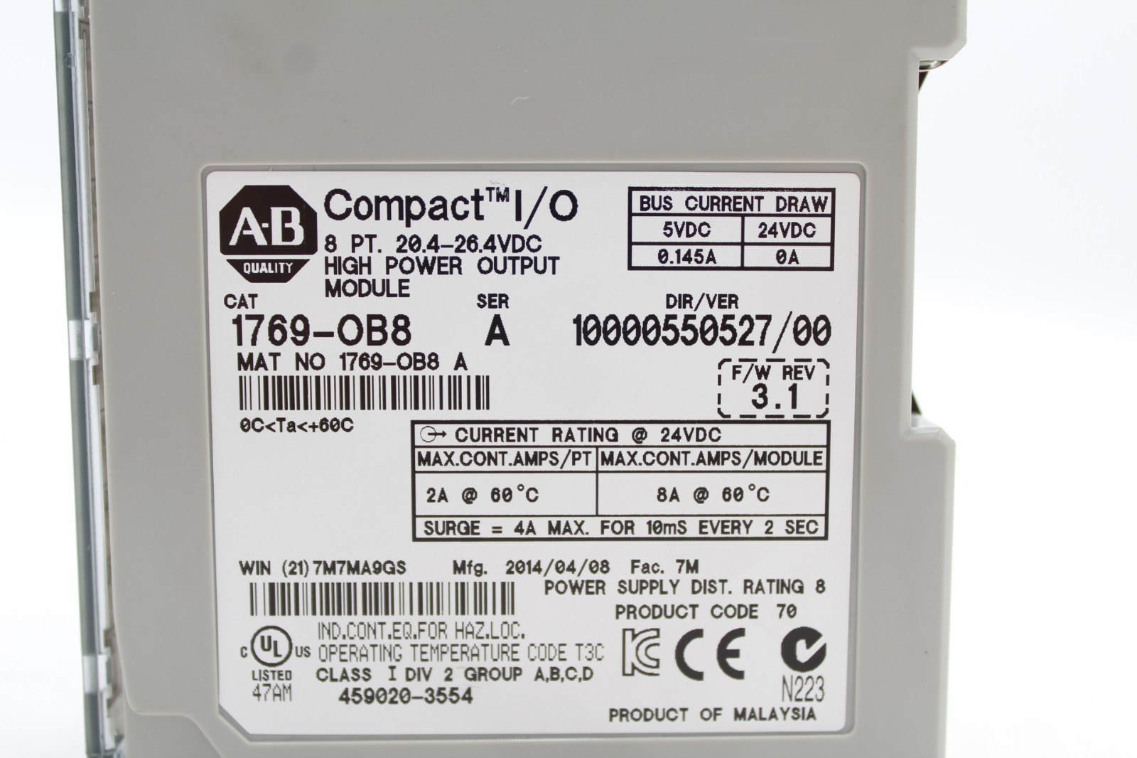 Allen-Bradley 1769-OB8 Compact I/O 8Pt. High Power Output Module