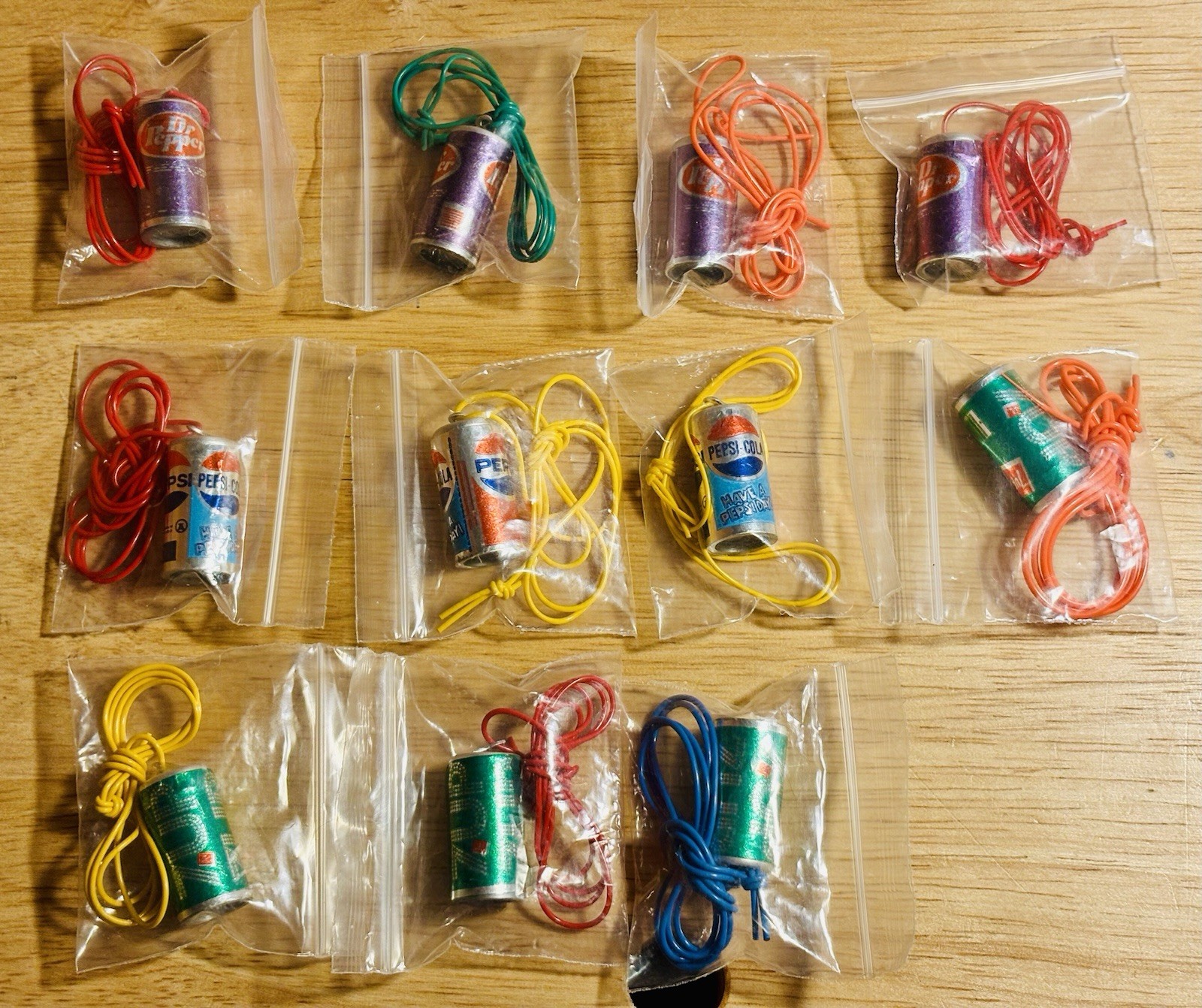 Vintage 9 Soda Can Gumball Machine Toy Charms Prizes Pepsi 7-up 1980's Lot #95