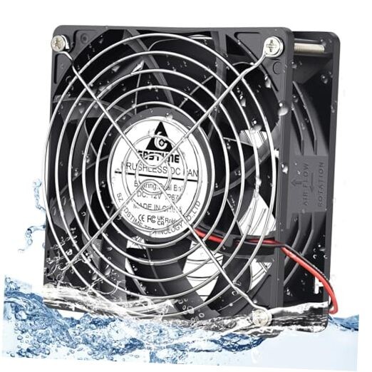 120mm x 38mm 12V DC Waterproof IP67 Fan High CFM Dual Ball Bearing 120x38mm