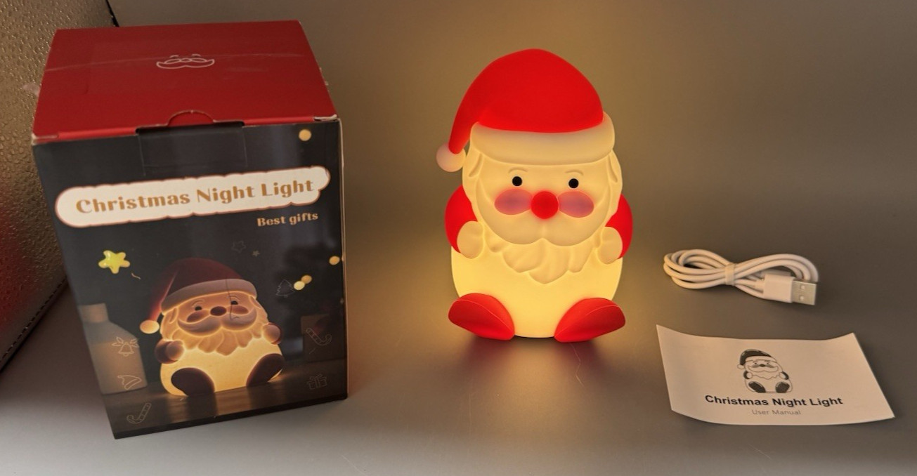 CHRISTMAS NIGHT LIGHT ~ Santa Tapping Sensor 3 Levels Timed Light Off NEW