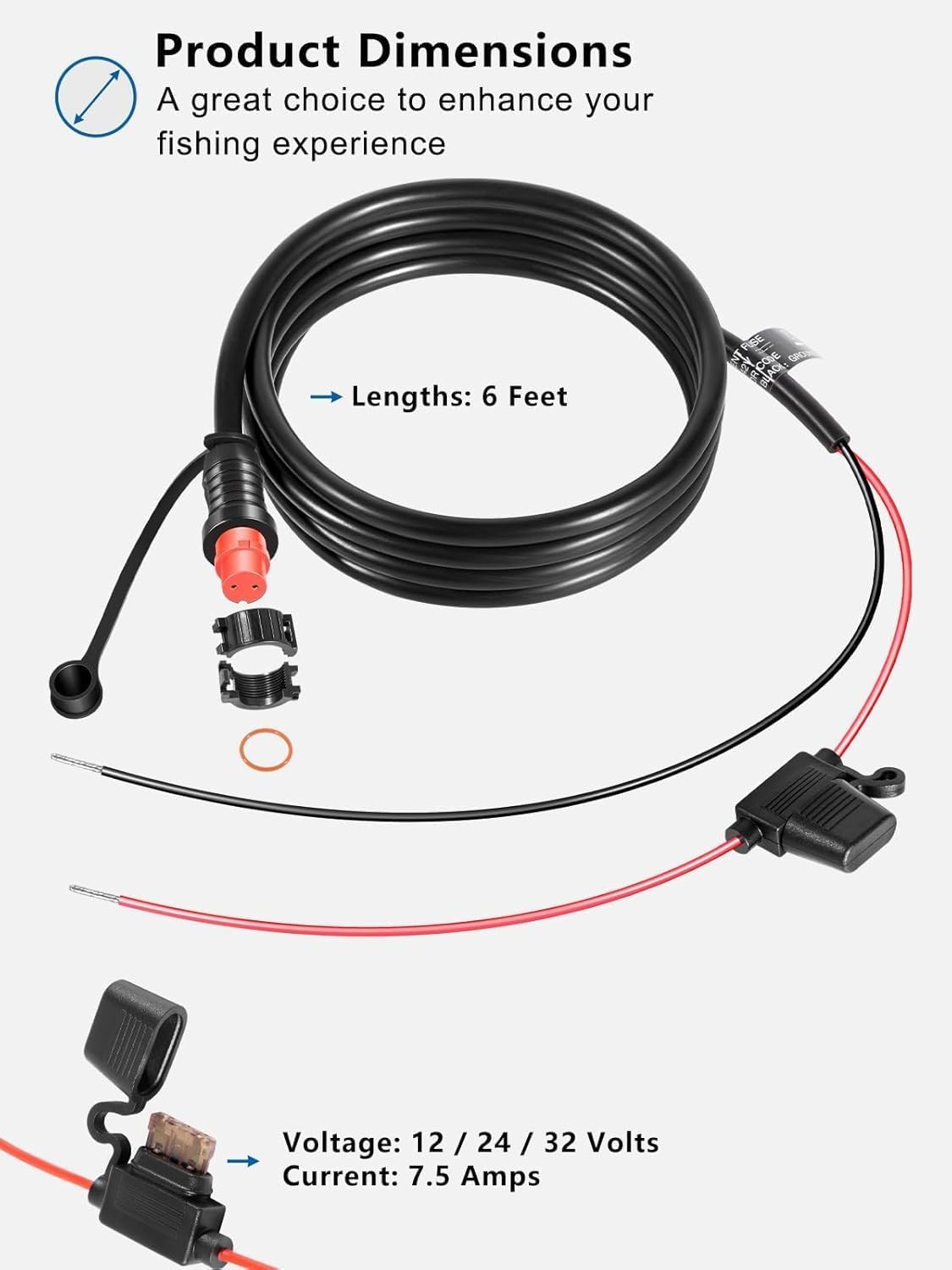 for Garmin 010-11425-01 Threaded Transducer Power Cable GLS 10 Sonar Module