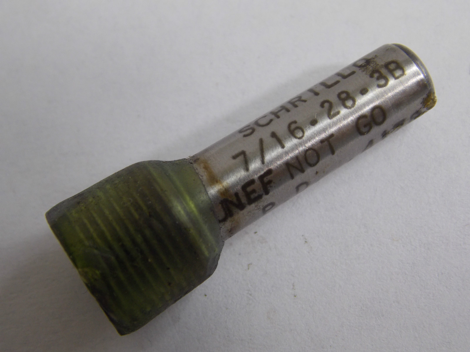 SCHRILLO THREAD PLUG GAGE 7/16 UNEF-3B NOGO PD .4178