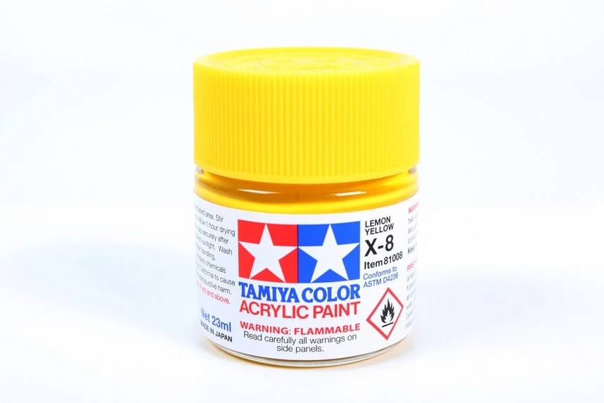 TAM81008 Tamiya Acrylic X-8 Gloss Lemon Yellow 23ml