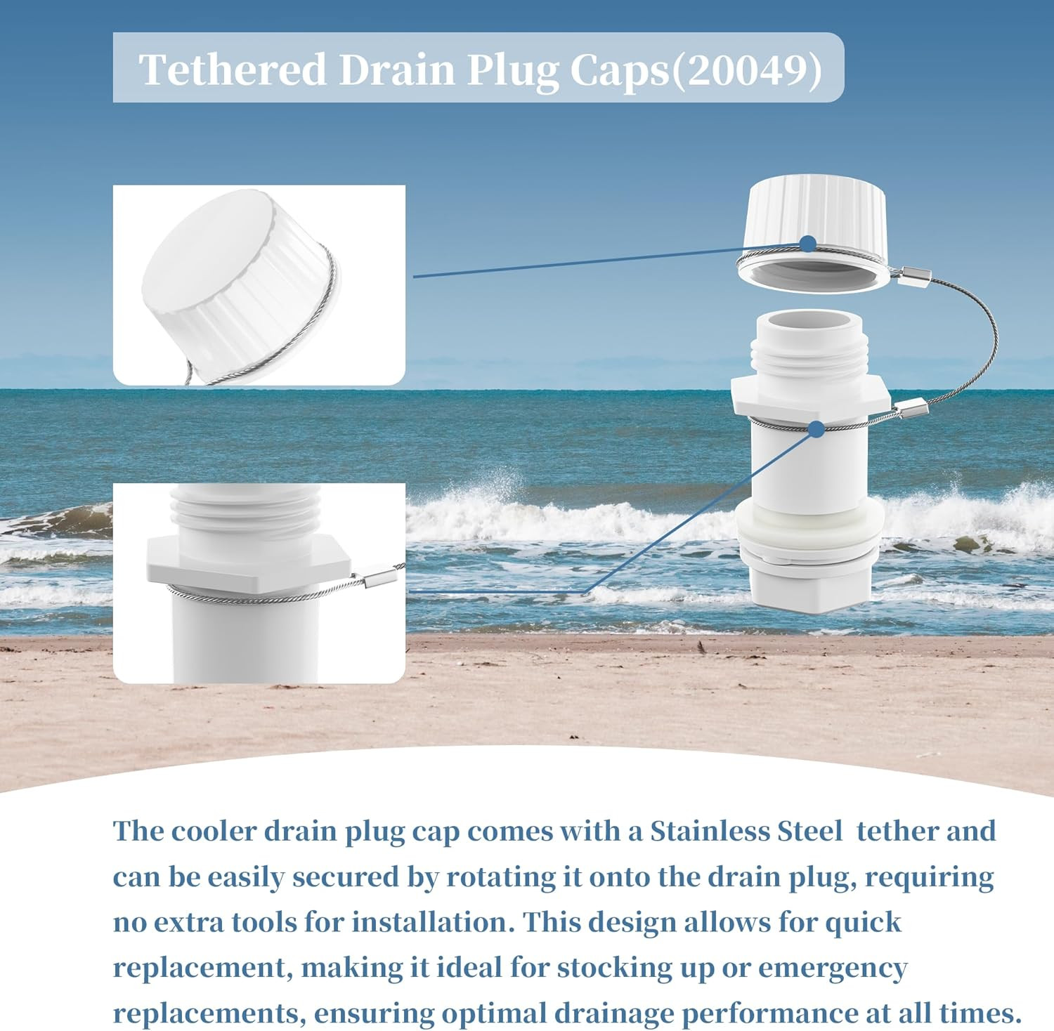 Upgraded Cooler Drain Plug Caps Replacement Parts, Compatible with Igloo 50-165