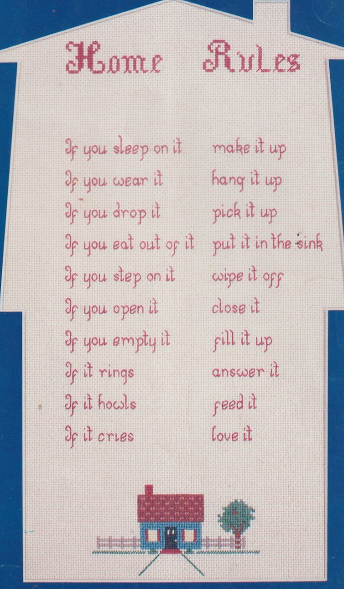 Home Rules - CROSS STITCH PATTERN - School Rules - 8 Designs - Homestead Designs