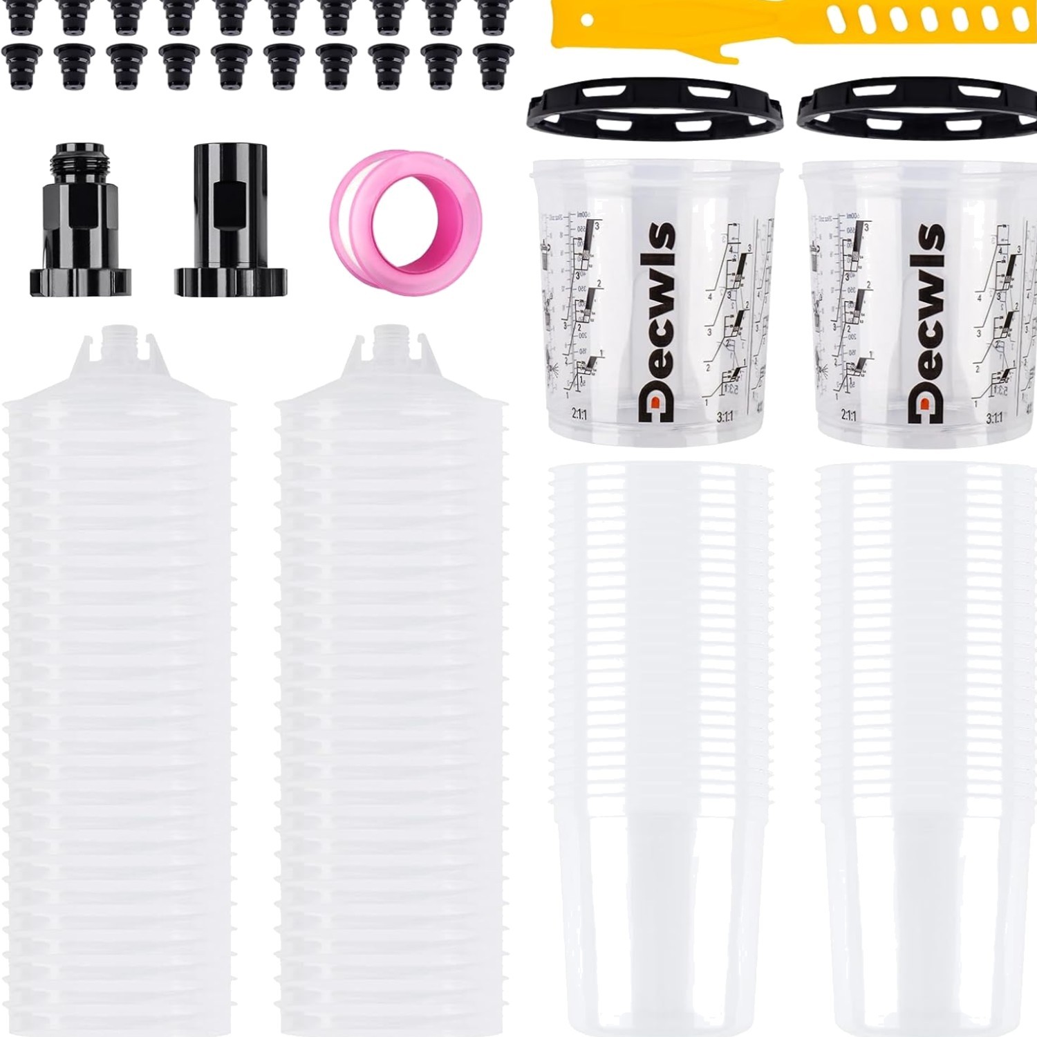 Disposable 20 Ounce 600ml Kit - 50 Pack Paint Cups with Lids, 2 Hard Cup with...