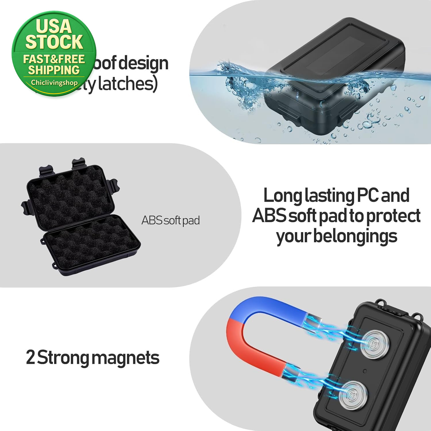 Magnetic Key Box 2Pack Waterproof Key Holder under Car Storage Secure Magnet