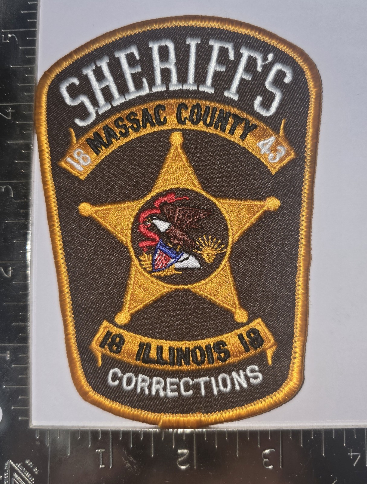 Massac County Sheriff’s Corrections Patch – Illinois IL – Gold Star State Seal