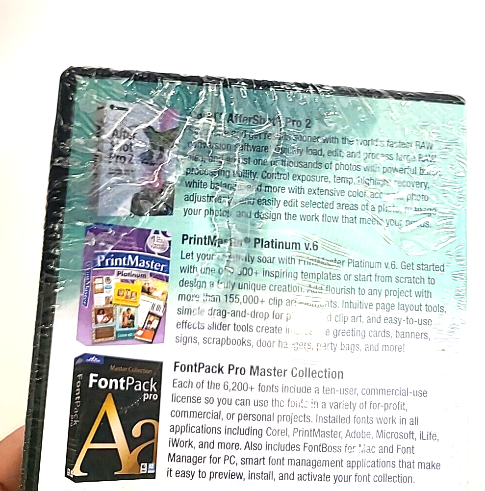 COREL OEM SOFTWARE PHOTO EDITING STUDIO PRO AFTERSHOT PRO PRINTMASTER FONTPACK