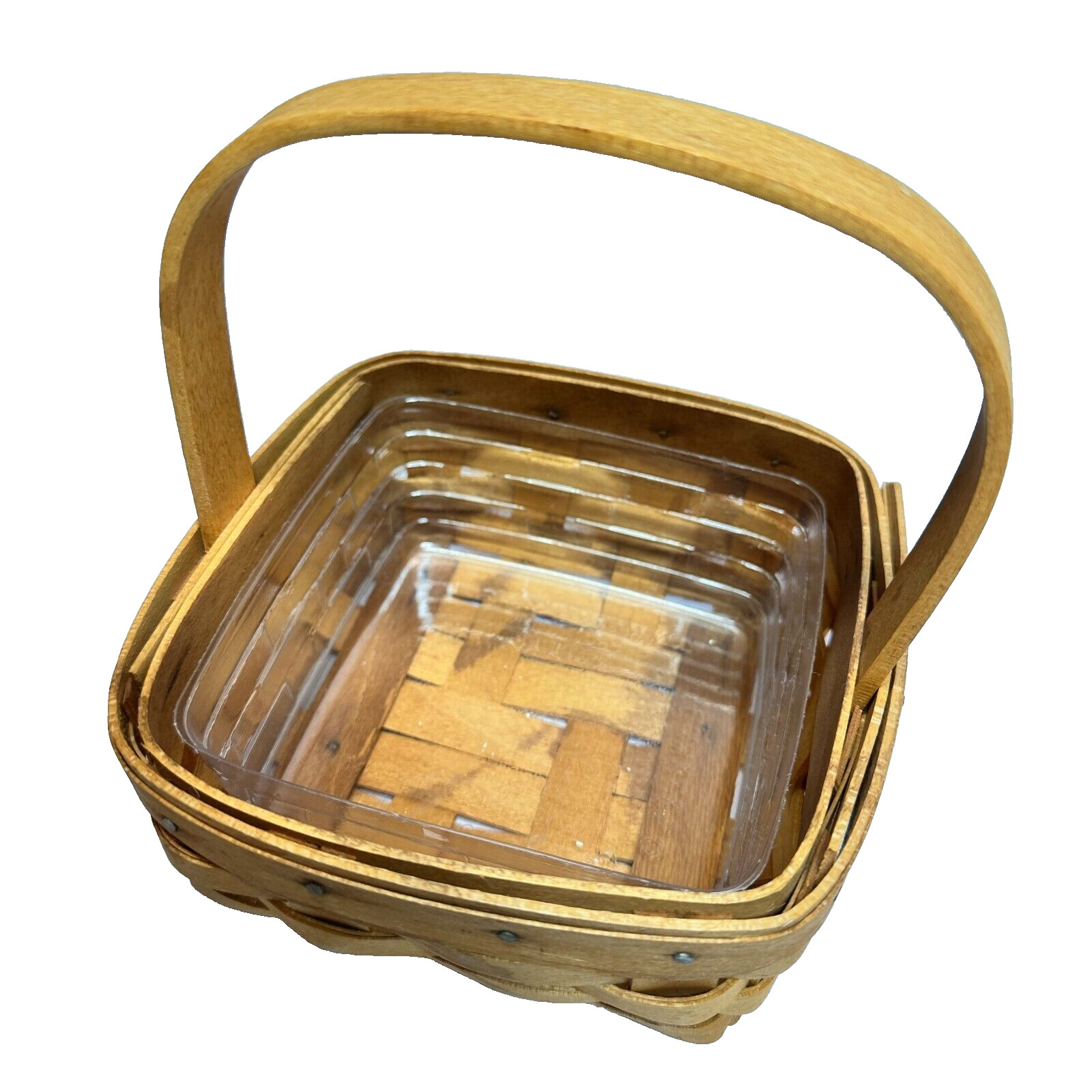 Longaberger 2001 square terragon booking basket W/stationary handle, protector