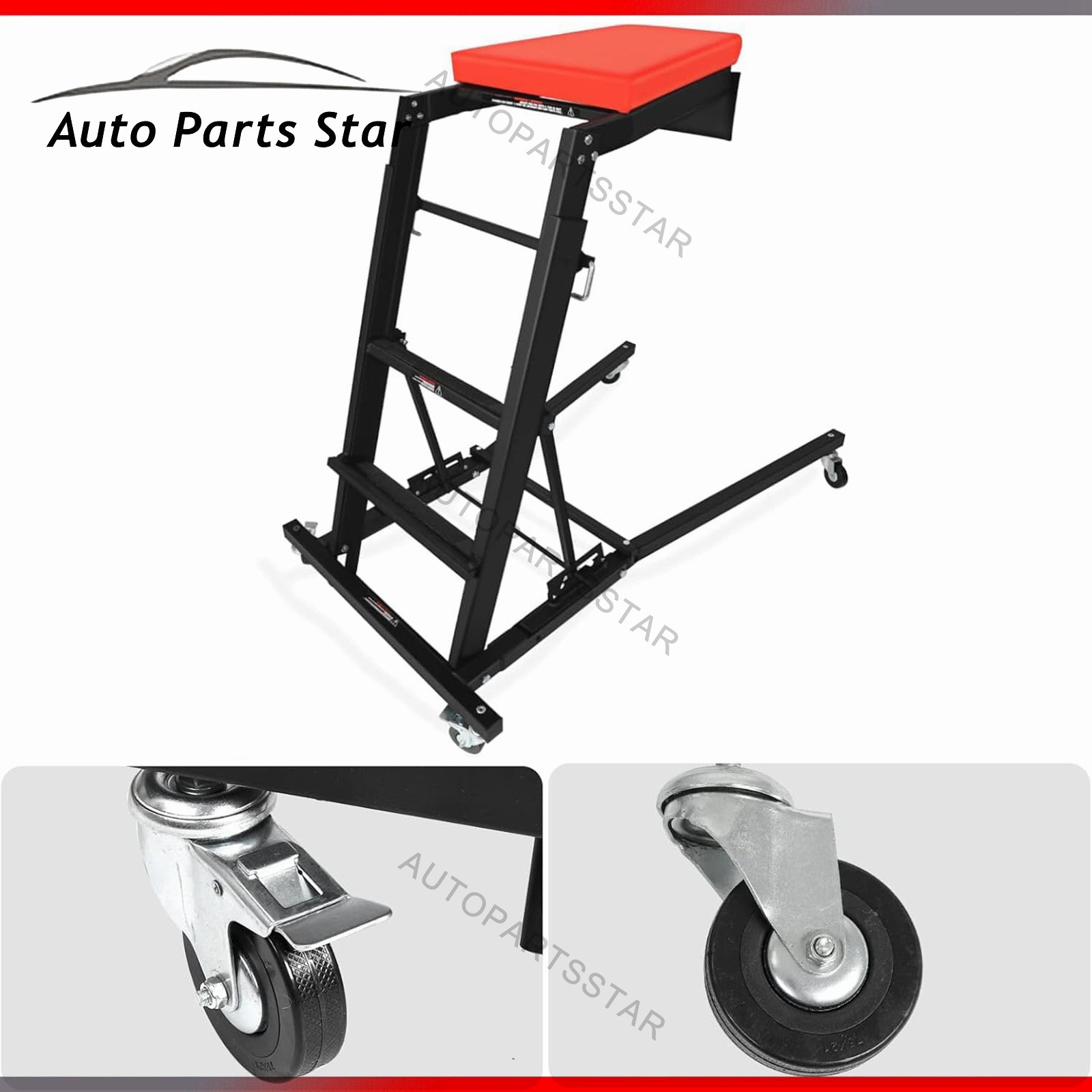 Adjustable 45 to 66 in Height Foldable Automotive Engine Topside Rolling Creeper