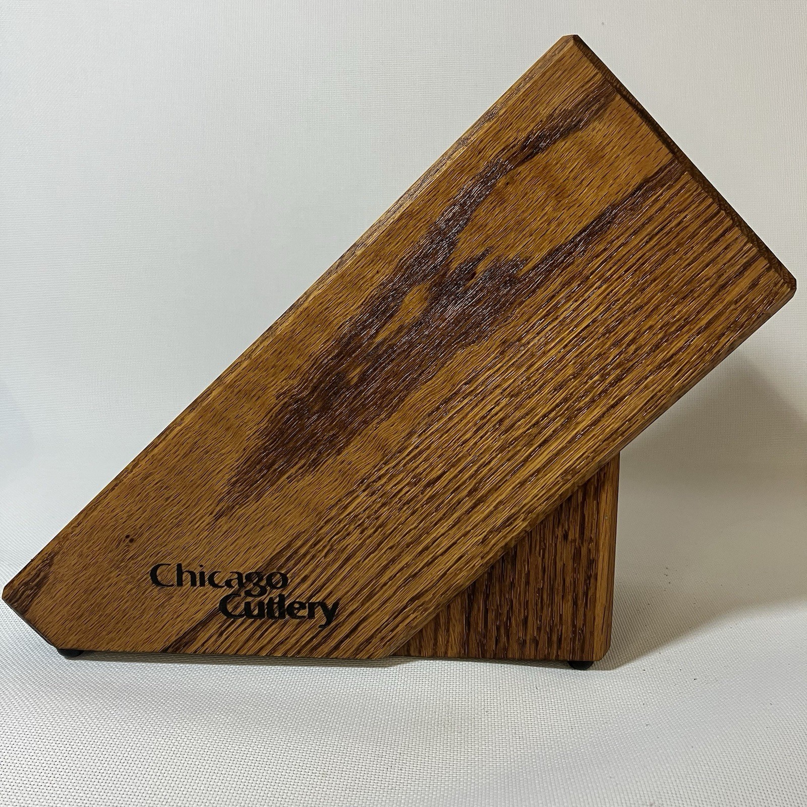 Beautiful Clean Vintage 6 Slot CHICAGO CUTLERY Walnut Block USA Nice Wood Grain