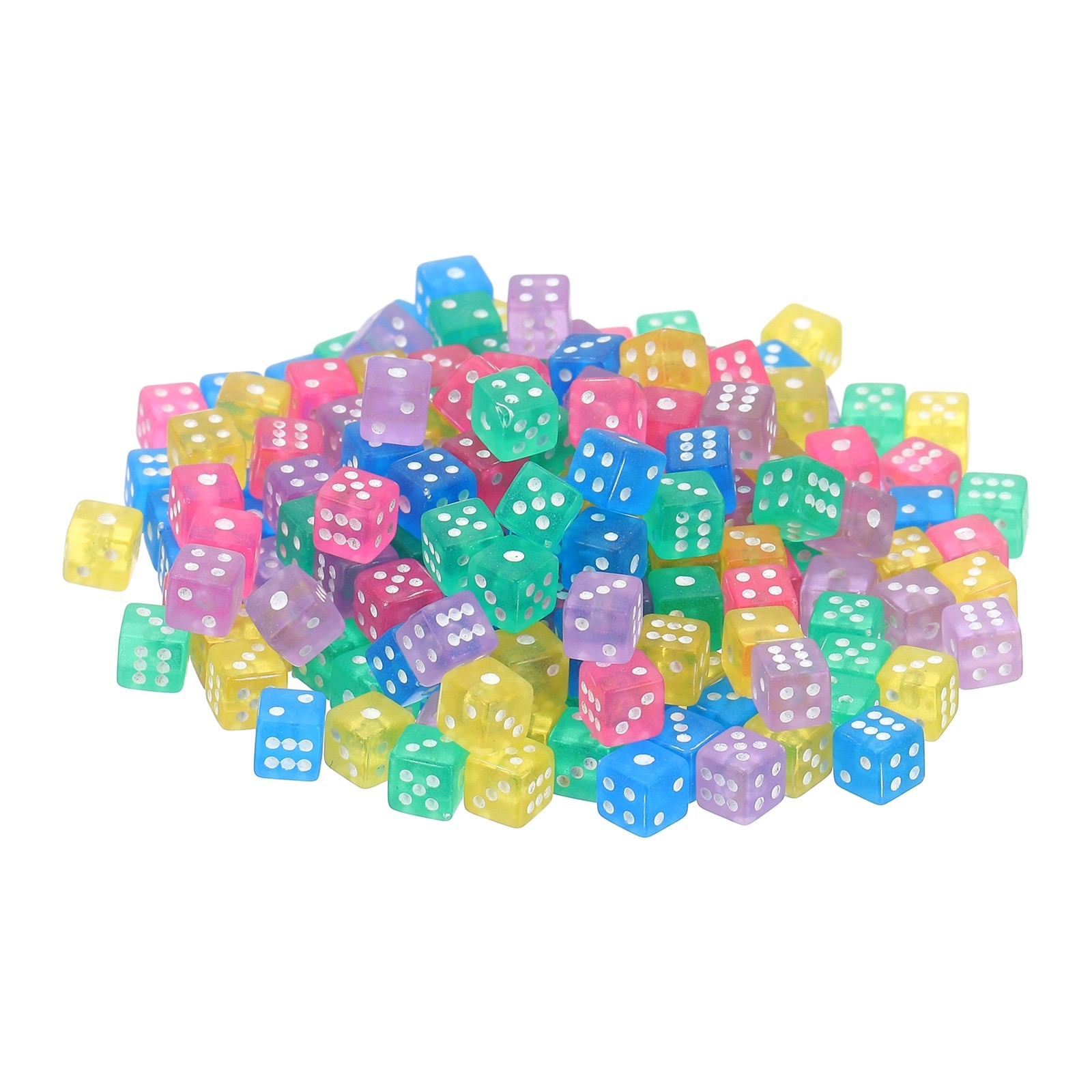 100Pcs Mini Dice 5mm/0.2" Acrylic Game Dot Square Dice Clear 5 Colors
