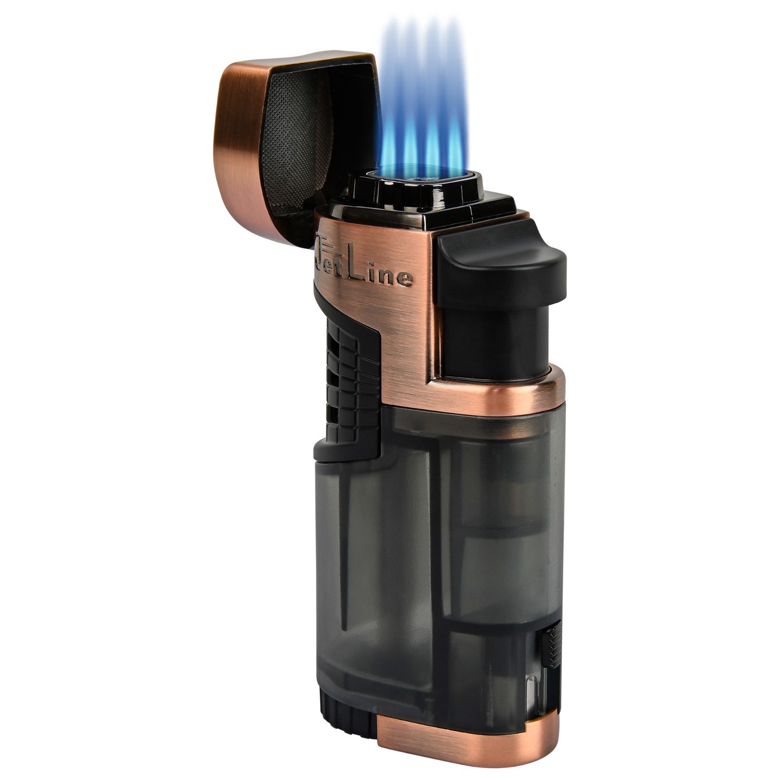 JetLine Mr. Fatboy Quad Flame Lighter W/Cigar Rest and Punch Cutter- Copper