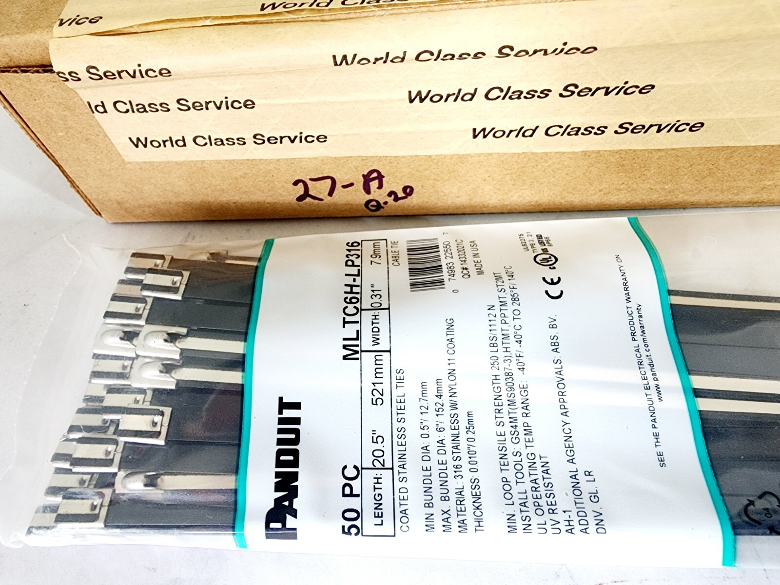 Lot of 50- Panduit MLTC6H-LP316 Stainless Steel Cable Ties
