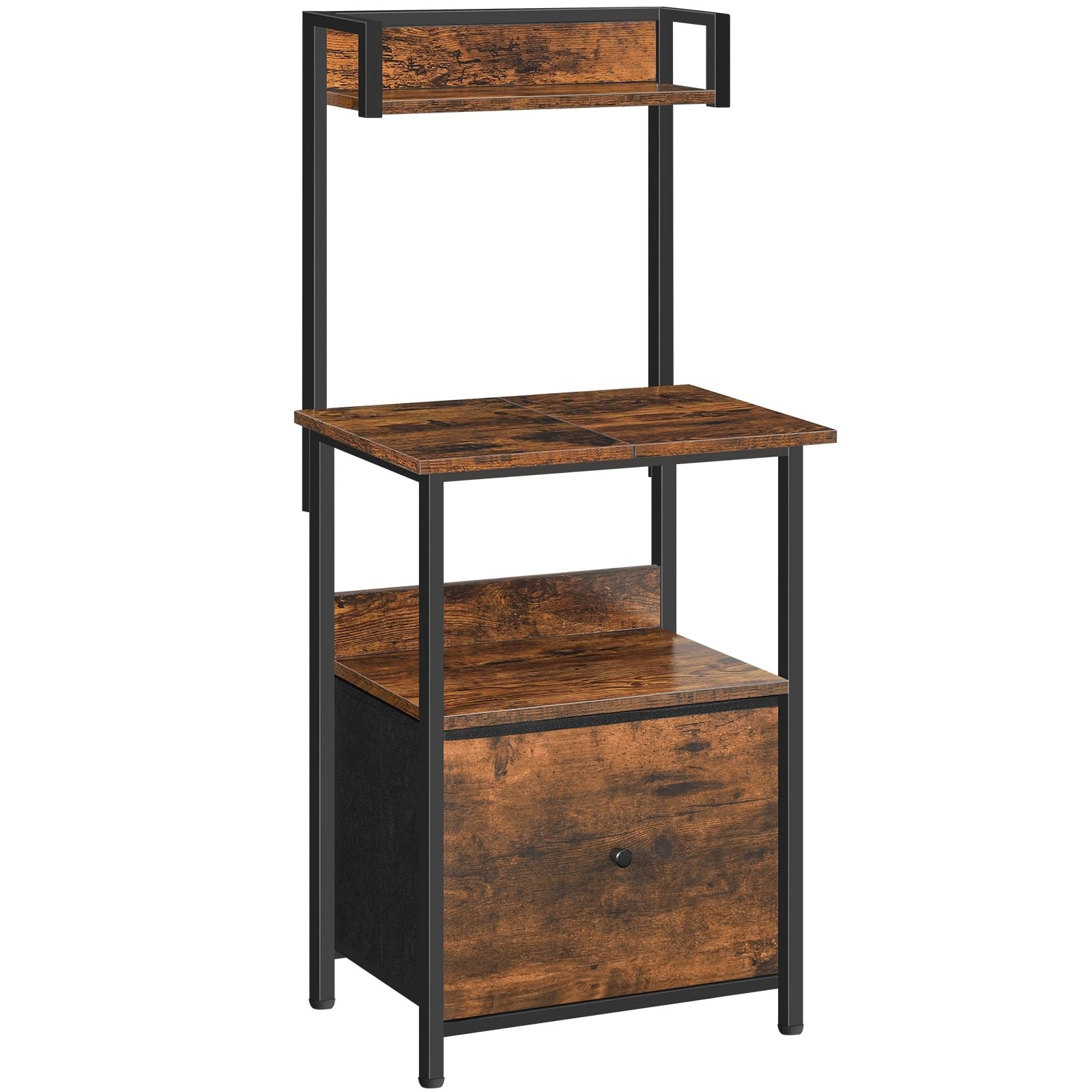 Printer Table with Storage, Home Printer Stand with File Cabinet, Fits A4/Let...