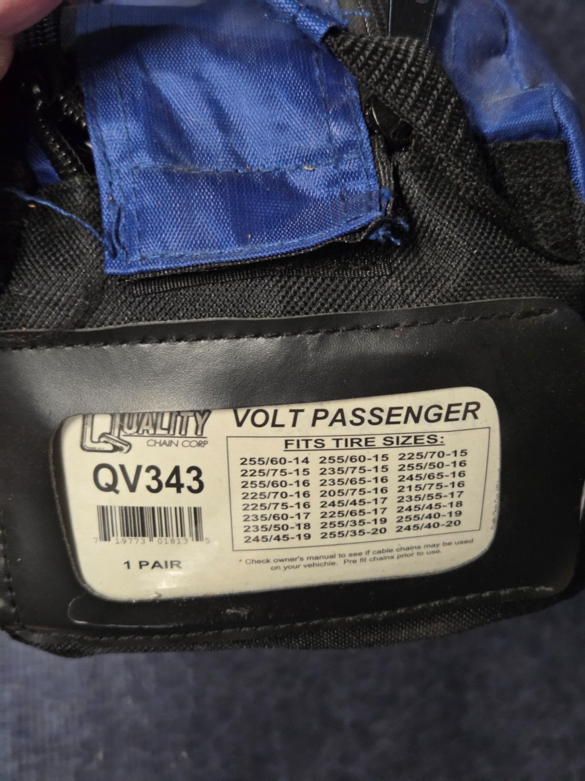 Quality Chains QV343 Volt Cable Tire Chains Snow Traction Passenger Vehicle Car