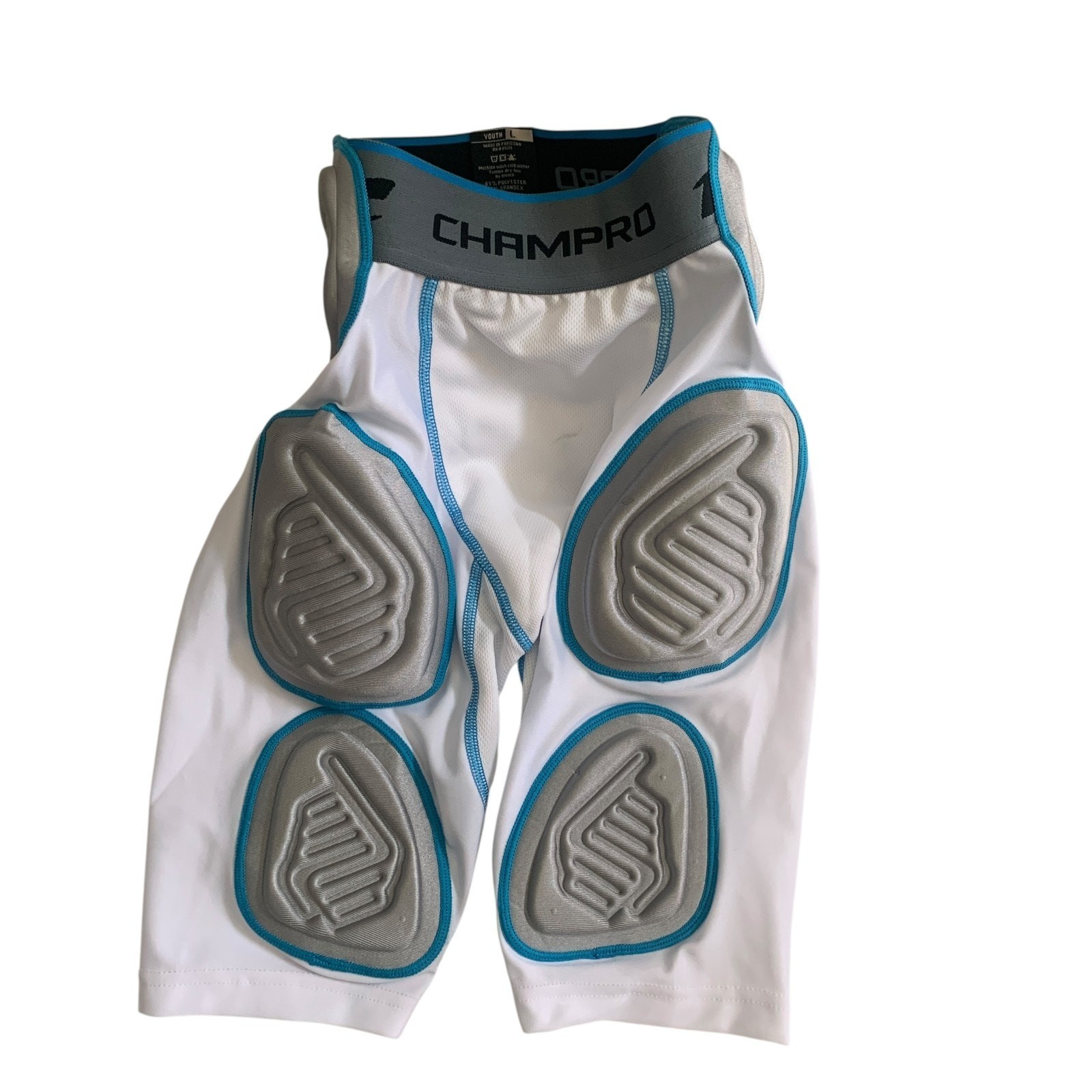 Champro Bull Rush 7-Pad Girdle Size L Youth Boys Kids White Gray Football Pads