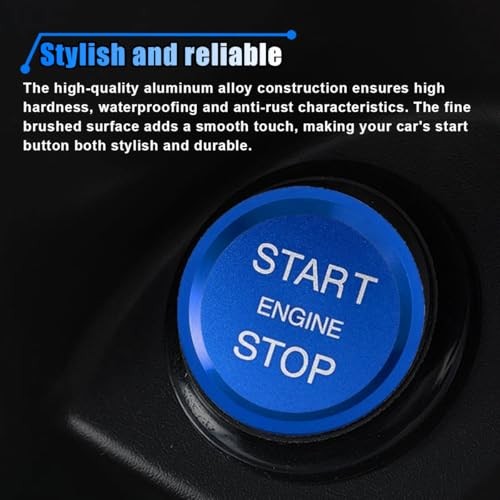 Car Engine Button Cover, Car One-Button Start Stop Push Button Decoration Blue
