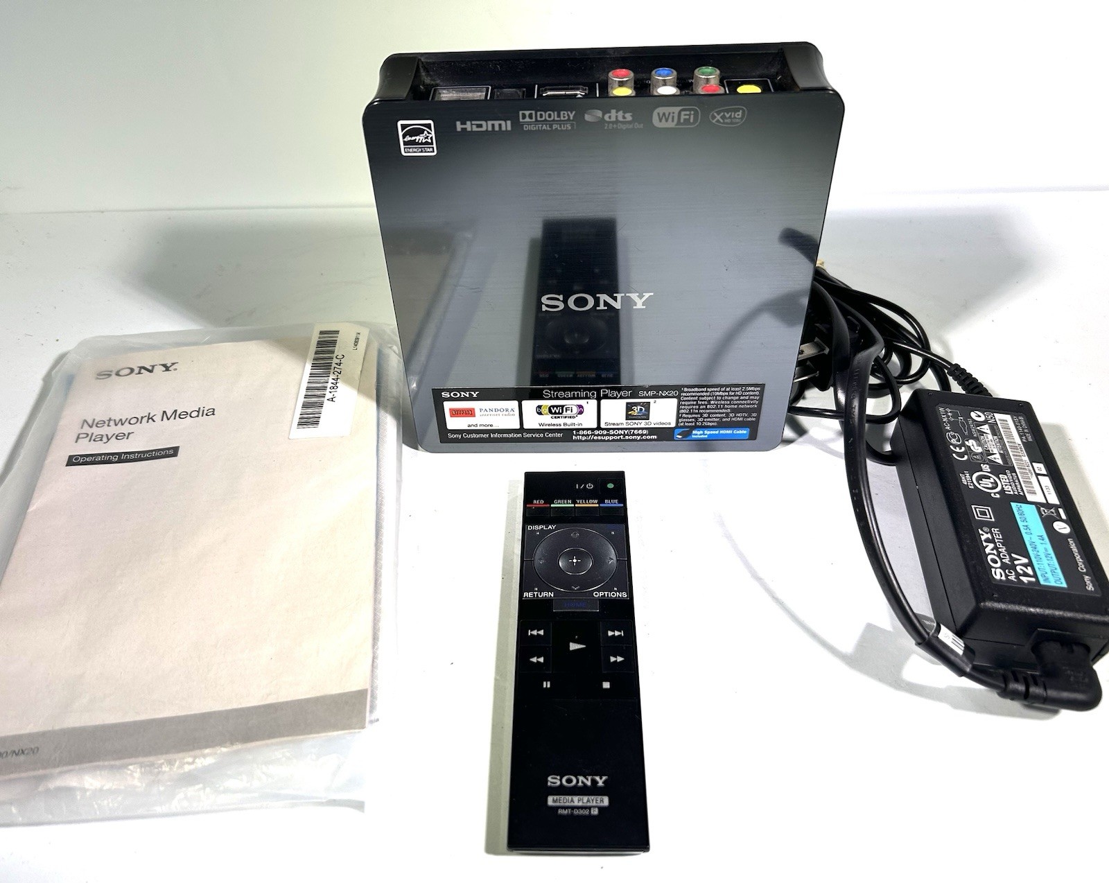 Sony SMP-NX-20 Streaming Network Media Player • Instr Power Supply Remote Tested