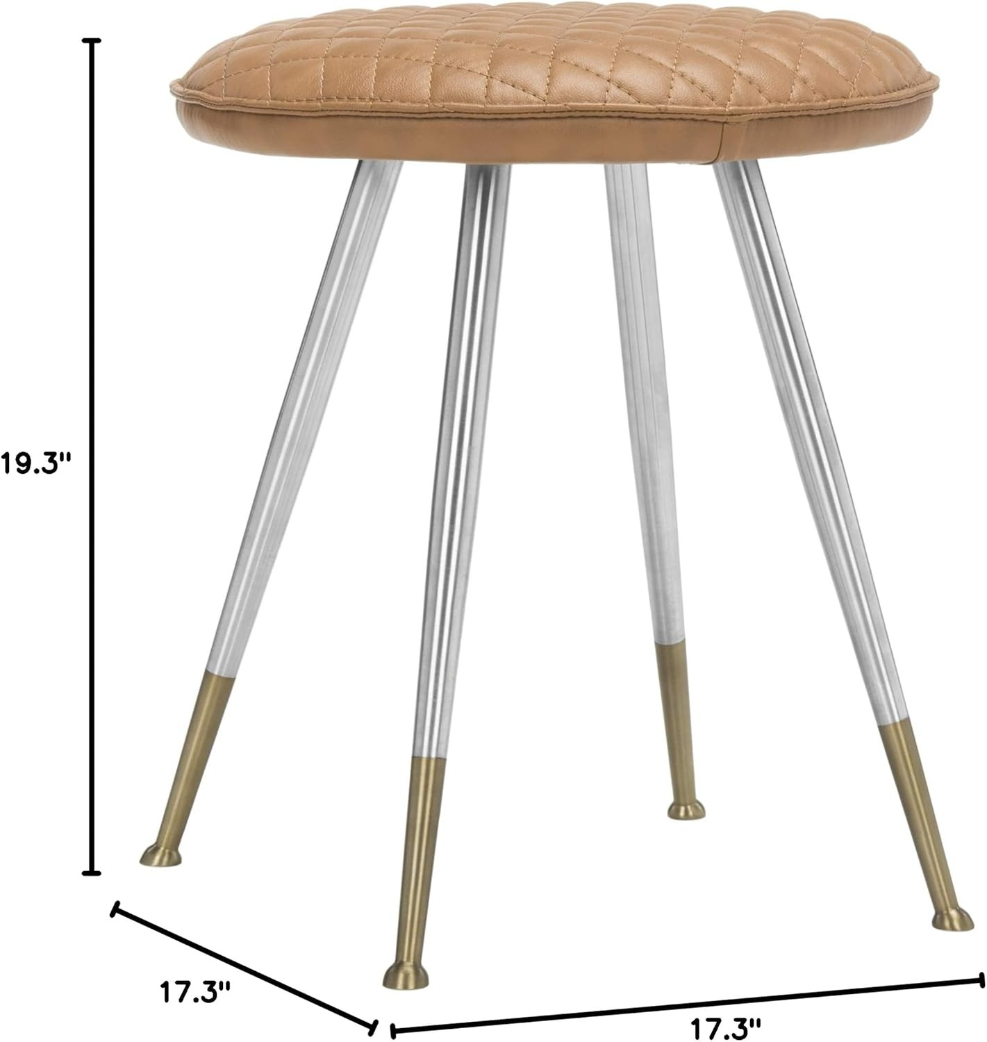 Brinley Mid-Century Modern 30-Inch Mustard & Silver Stool by American Homes Coll