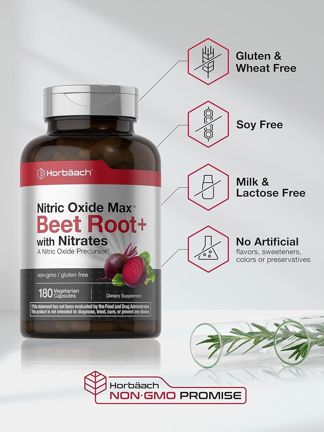 Horb?ach Nitric Oxide Beet Root Capsules | 180 Count | with Nitrates and...