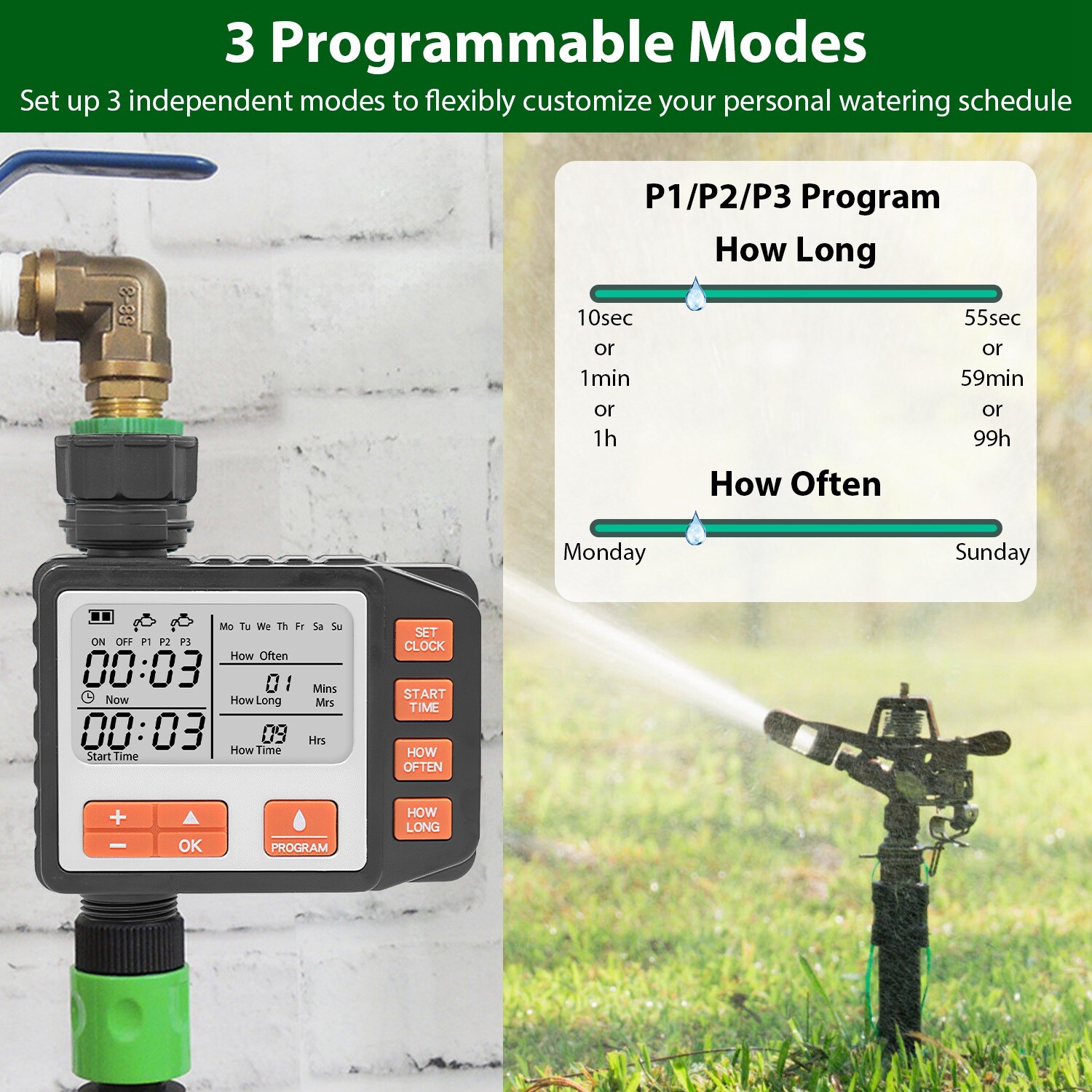Sprinkler Timer Water Irrigation Controller Digital Auto Watering System Outdoor
