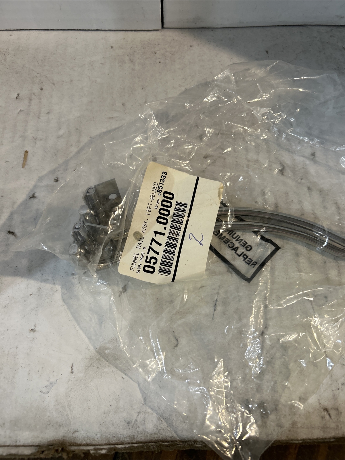 *2-PACK* 05771.0000 Bunn Funnel Rail Assembly, Left-Welded (SP120)