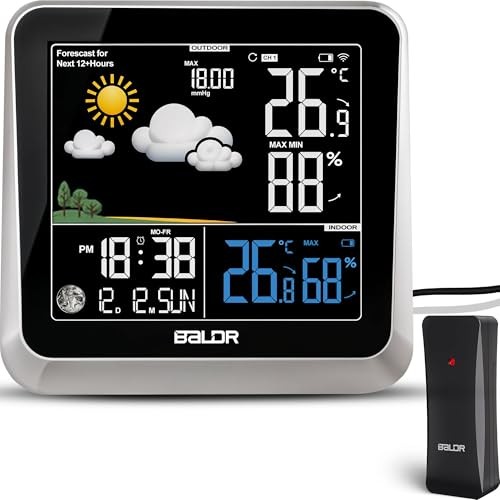 BALDR Digital Color Weather Station Wireless Indoor/Outdoor Thermometer Forecast