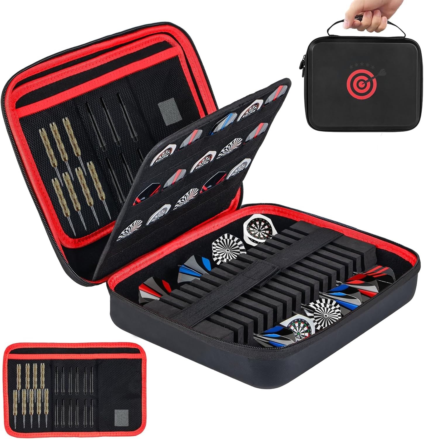 XXL Large Hard Shell Dart Case for 15 Darts, 30 Flights & Accessories - Travel B