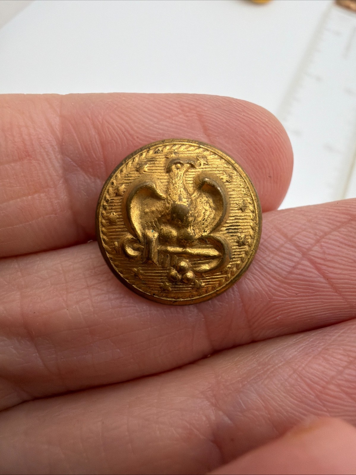 Metal Raised Eagle Crest Shank Vintage Button