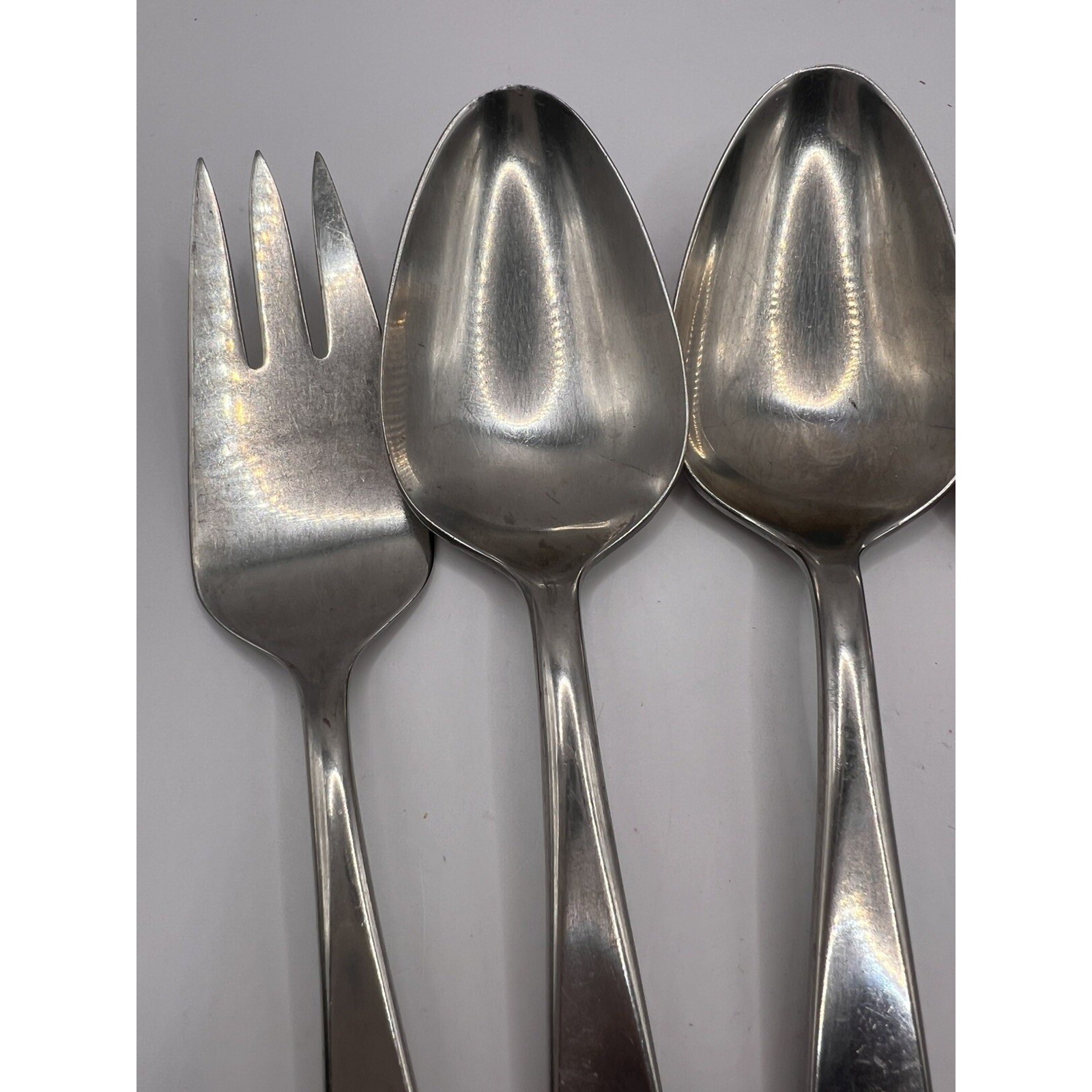 Vtg 4-Reed & Barton Serving Spoons + Serving Fork Stainless