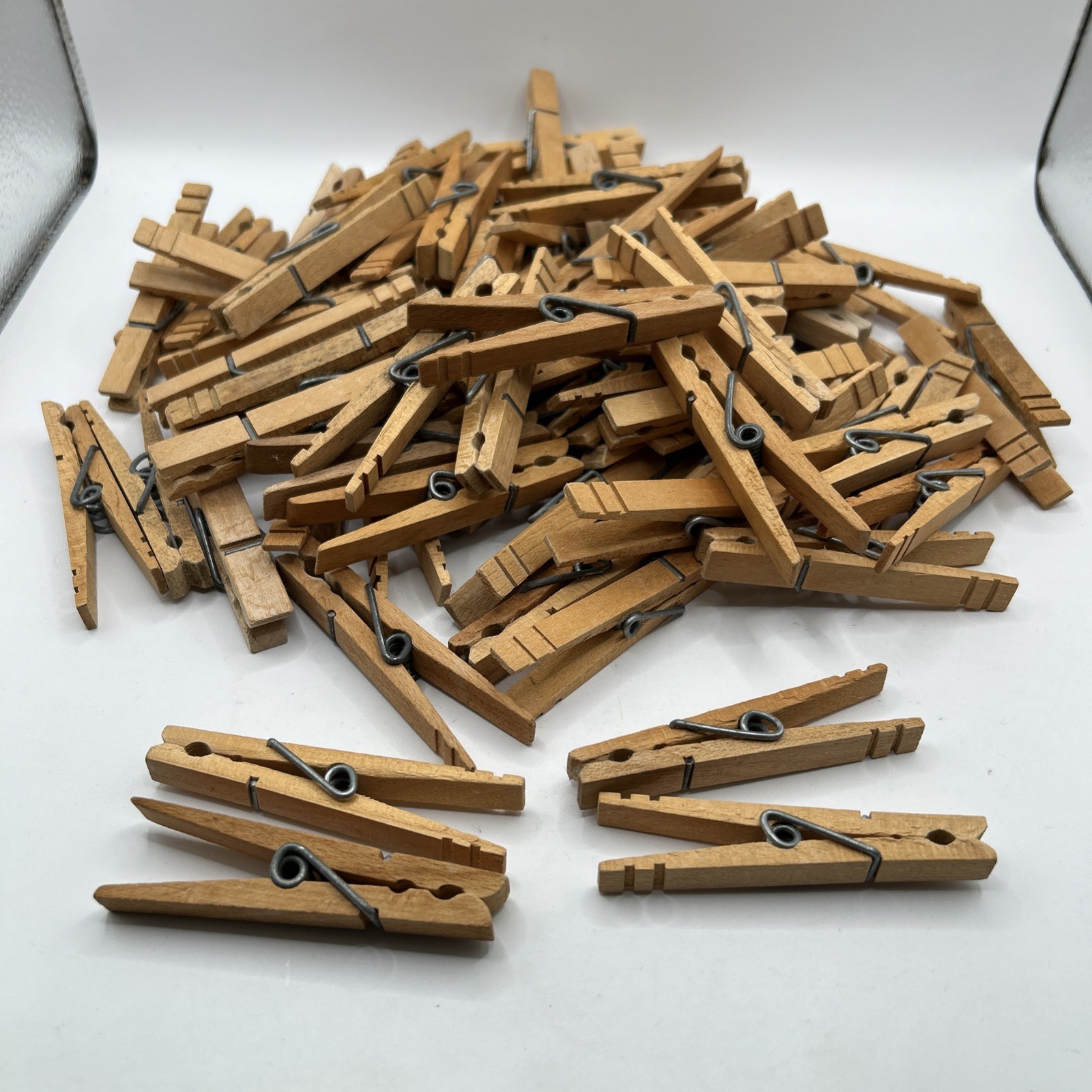 80 Vintage Spring Wooden Clothes Pins