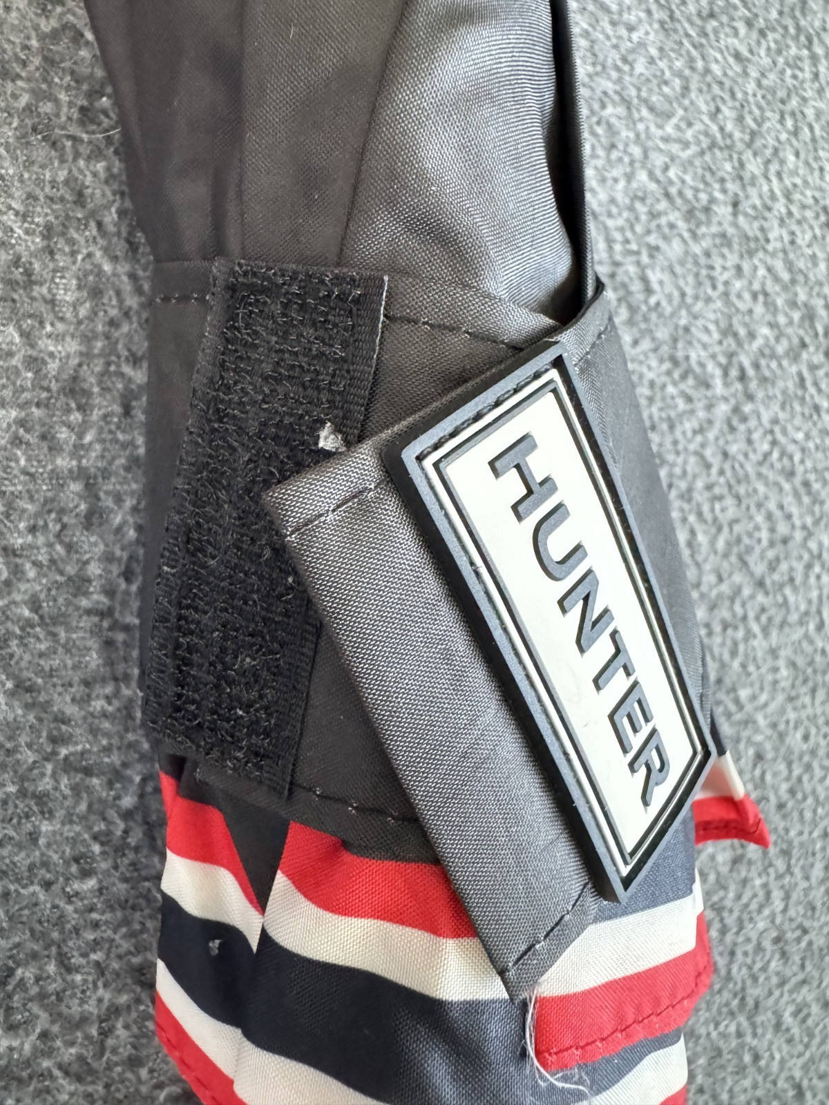 NWT Hunter Original Mini Compact Umbrella Black Red White Stripe 36" Canopy New