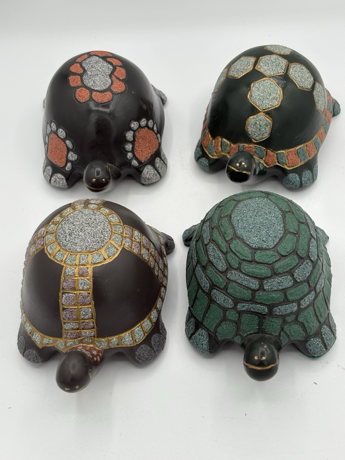 4 Hand Made Turtles; Garden Decoration Figure Tortoise