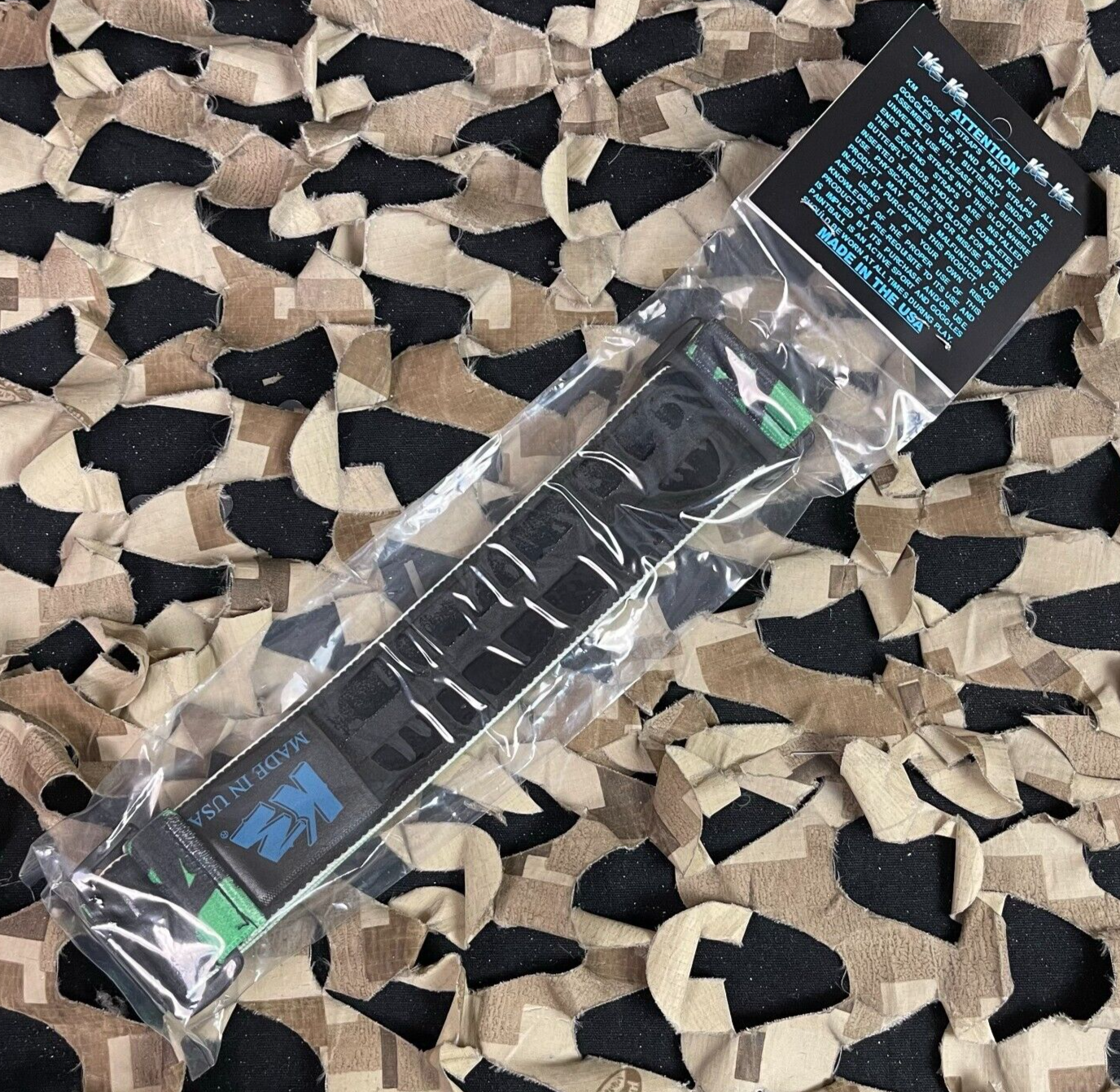 NEW KM Paintball Universal JT Goggle Strap - Green Stripper