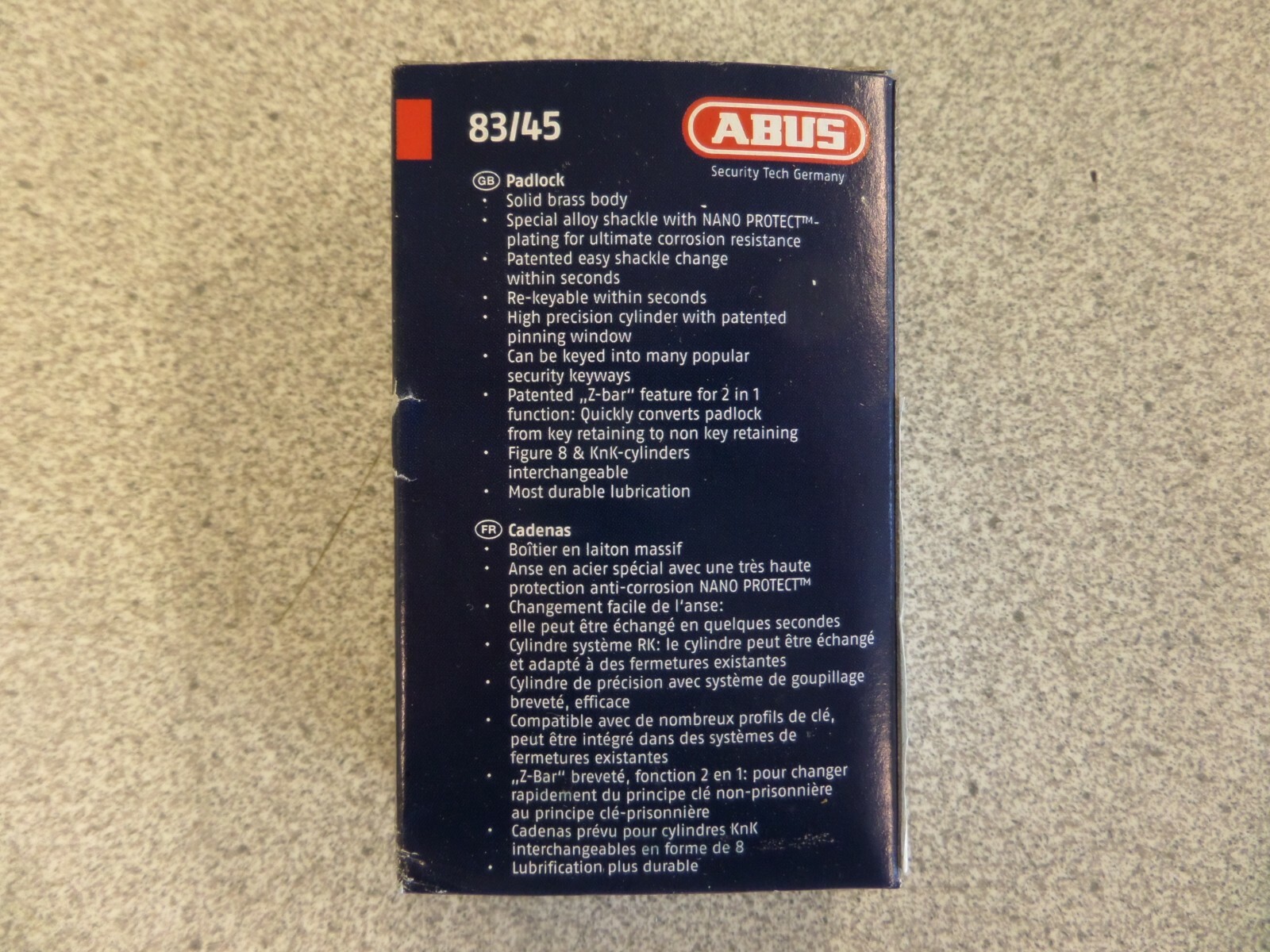 ABUS 83IC/45 BEST STYLE SMALL FORMAT IC CORE BRASS PADLOCK