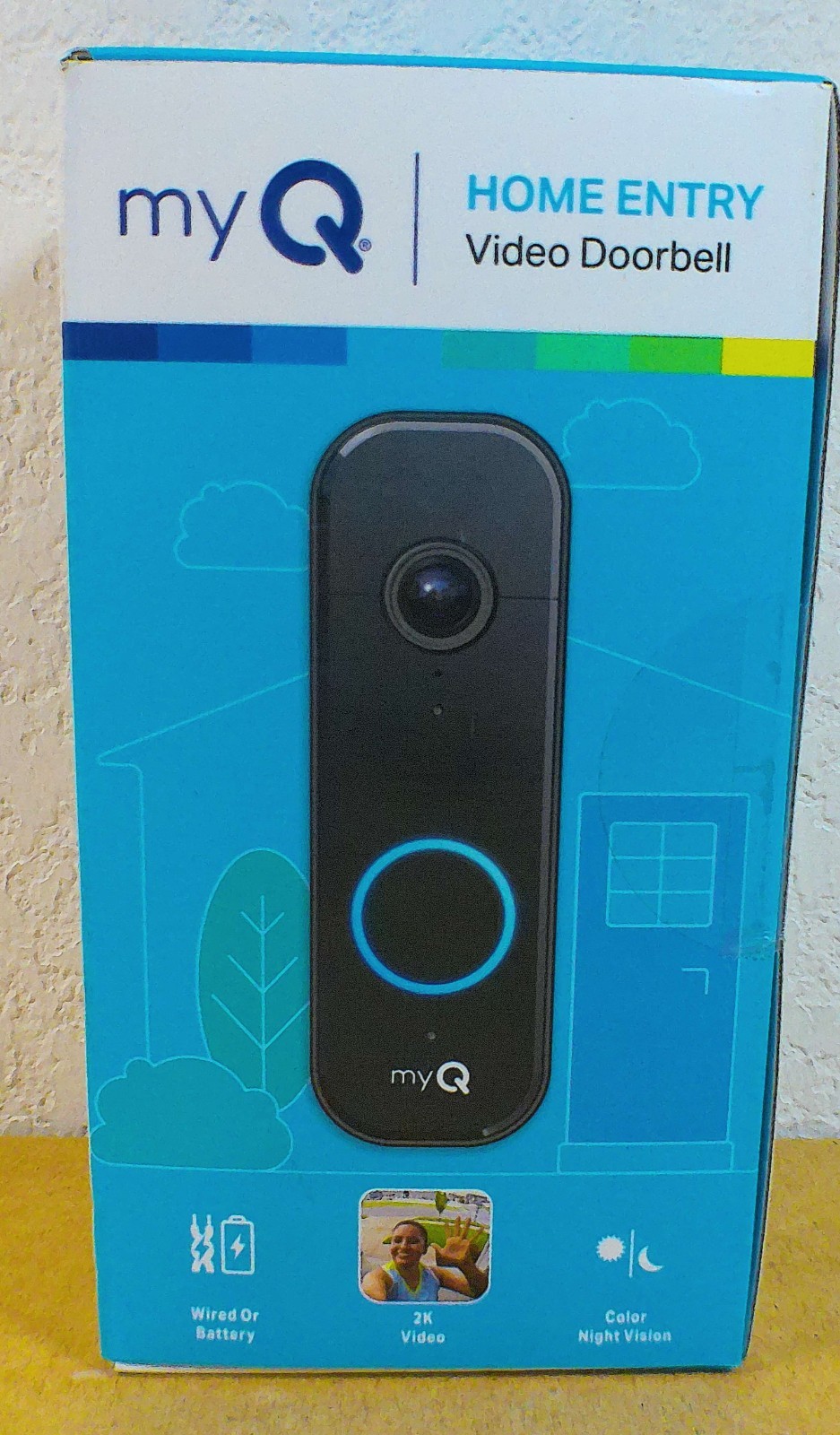 myQ Home Entry 2K Video Doorbell Black, Color Night Vision