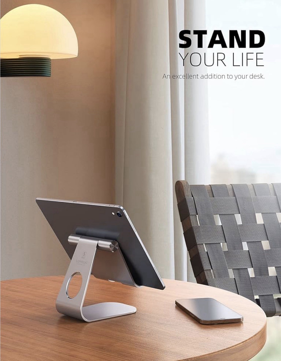 Lamicall Tablet Stand, Adjustable Tablet Holder - Desktop Stand Dock black