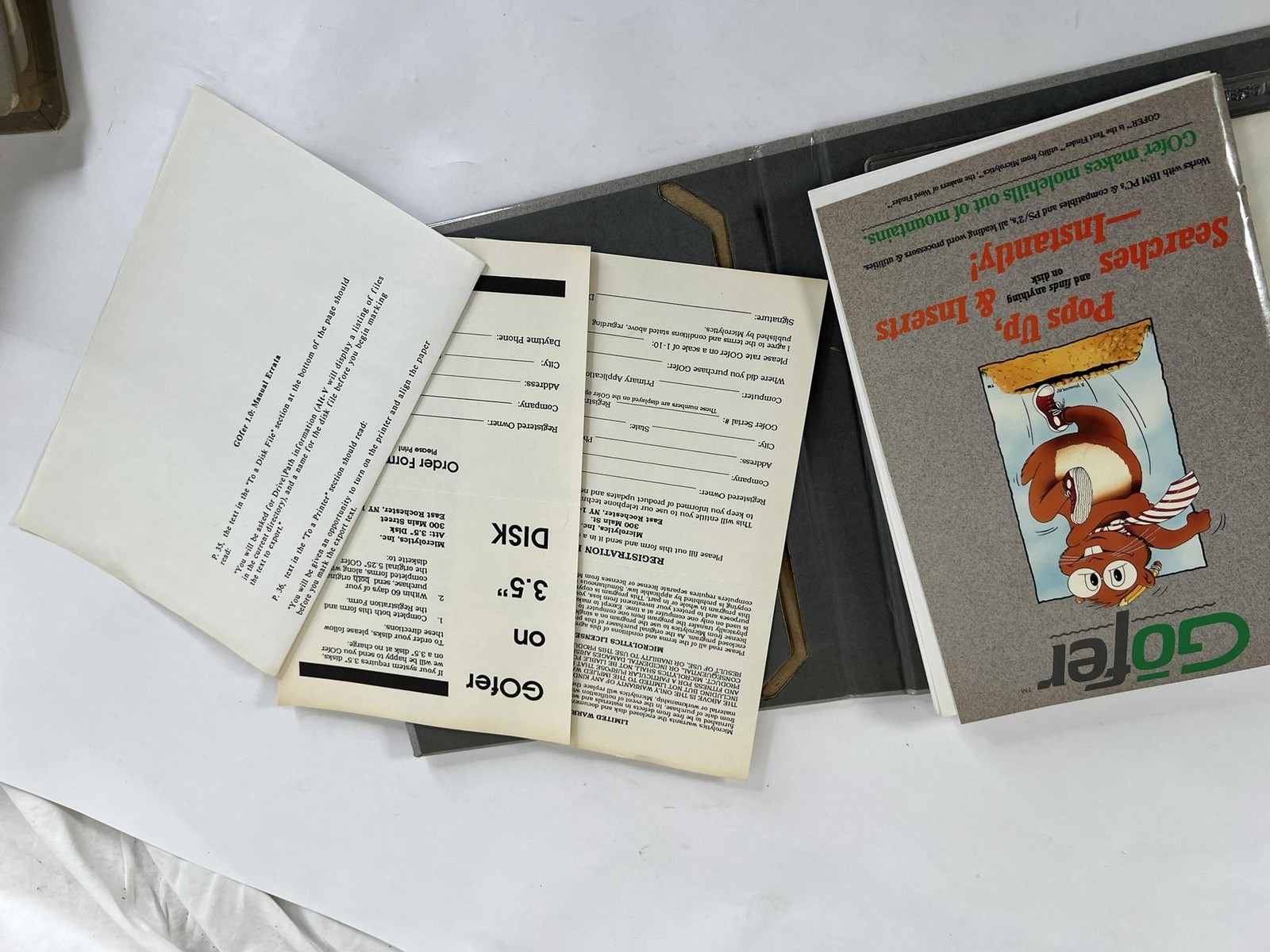 Vintage GOfer Text Finder Microlytics IBM DOS 5.25" Utility Software 1987