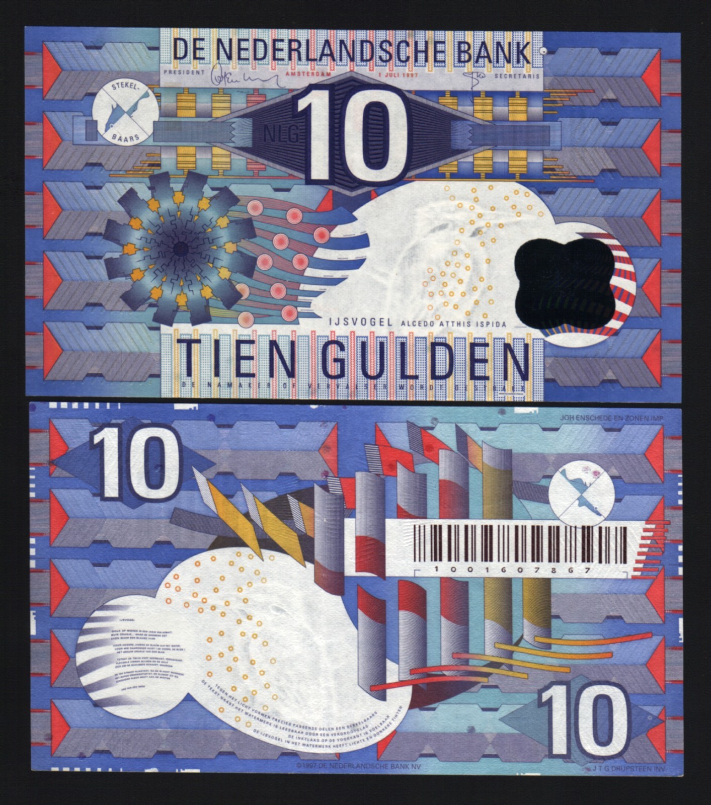 NETHERLANDS 10 GULDEN P-99 1997 x 1 Pcs Pre Euro BIRD UNC DUTCH HOLLAND BANKNOTE