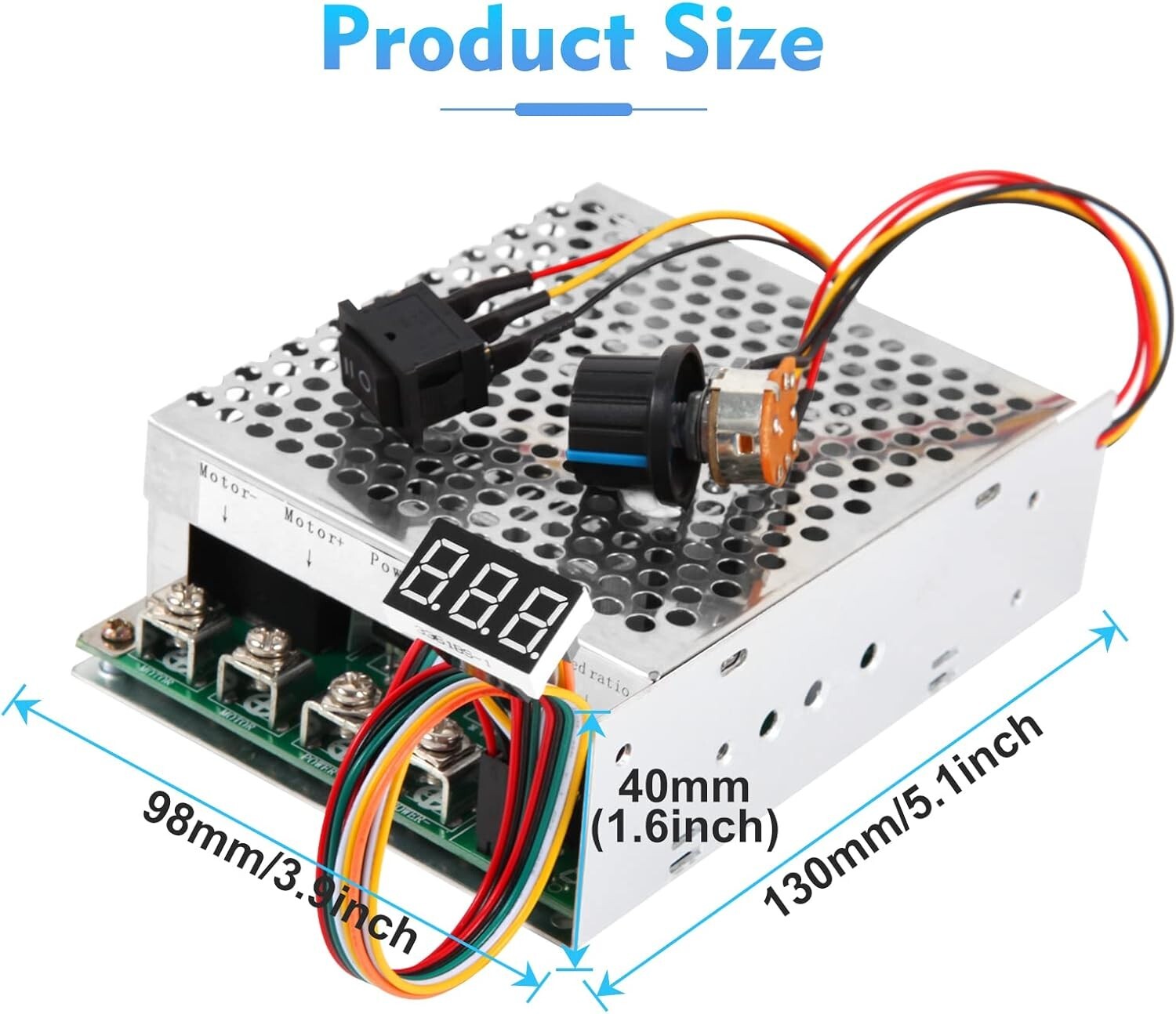 PWM DC Motor Speed Controller 10V-55V 60A, LED Display, Forward-Reverse Switch