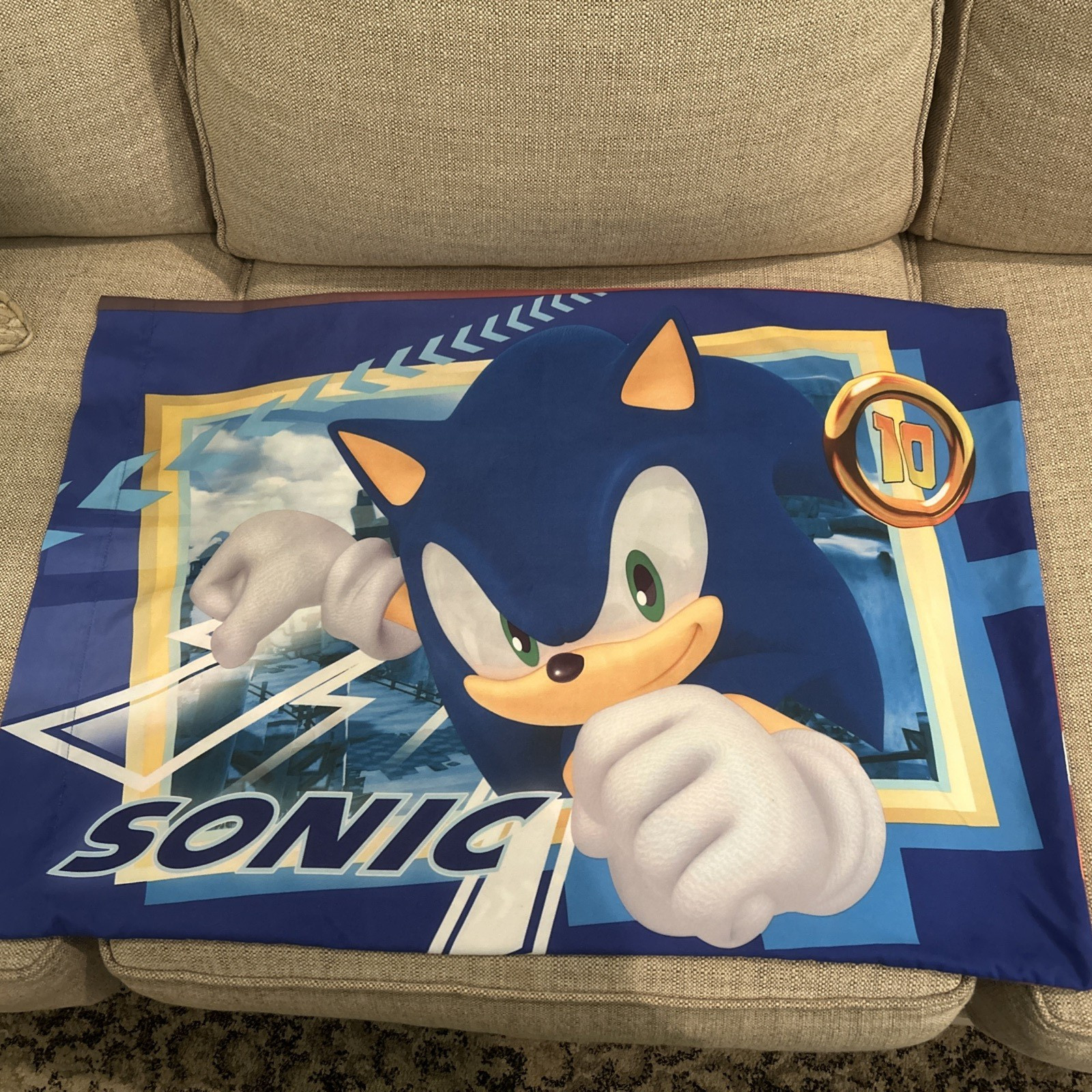 SONIC THE HEDGEHOG ~ Pillowcase ~ 2 Sided ~ Colorful ~ Standard size